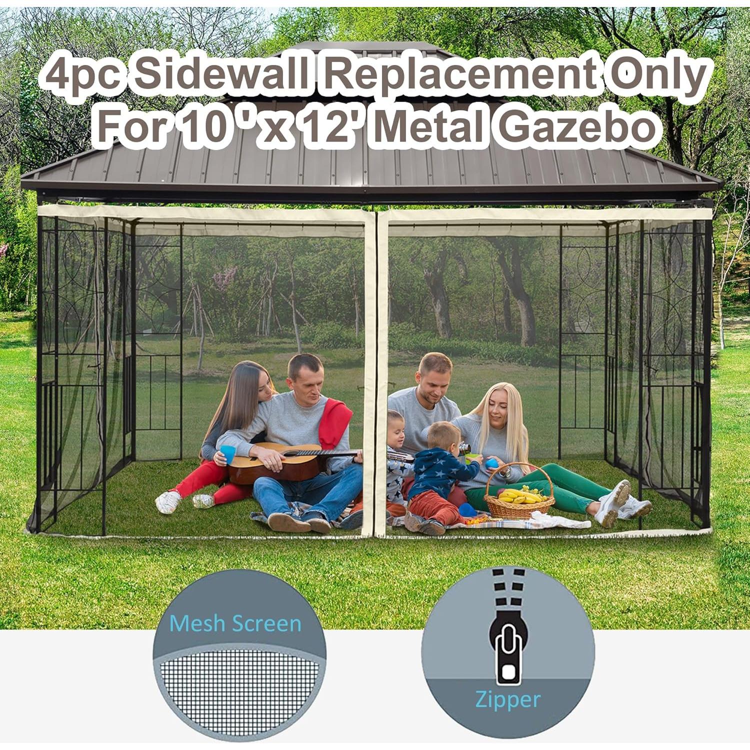 Malla Lateral de Reemplazo Outsunny 3.35m x 2.07m Beige