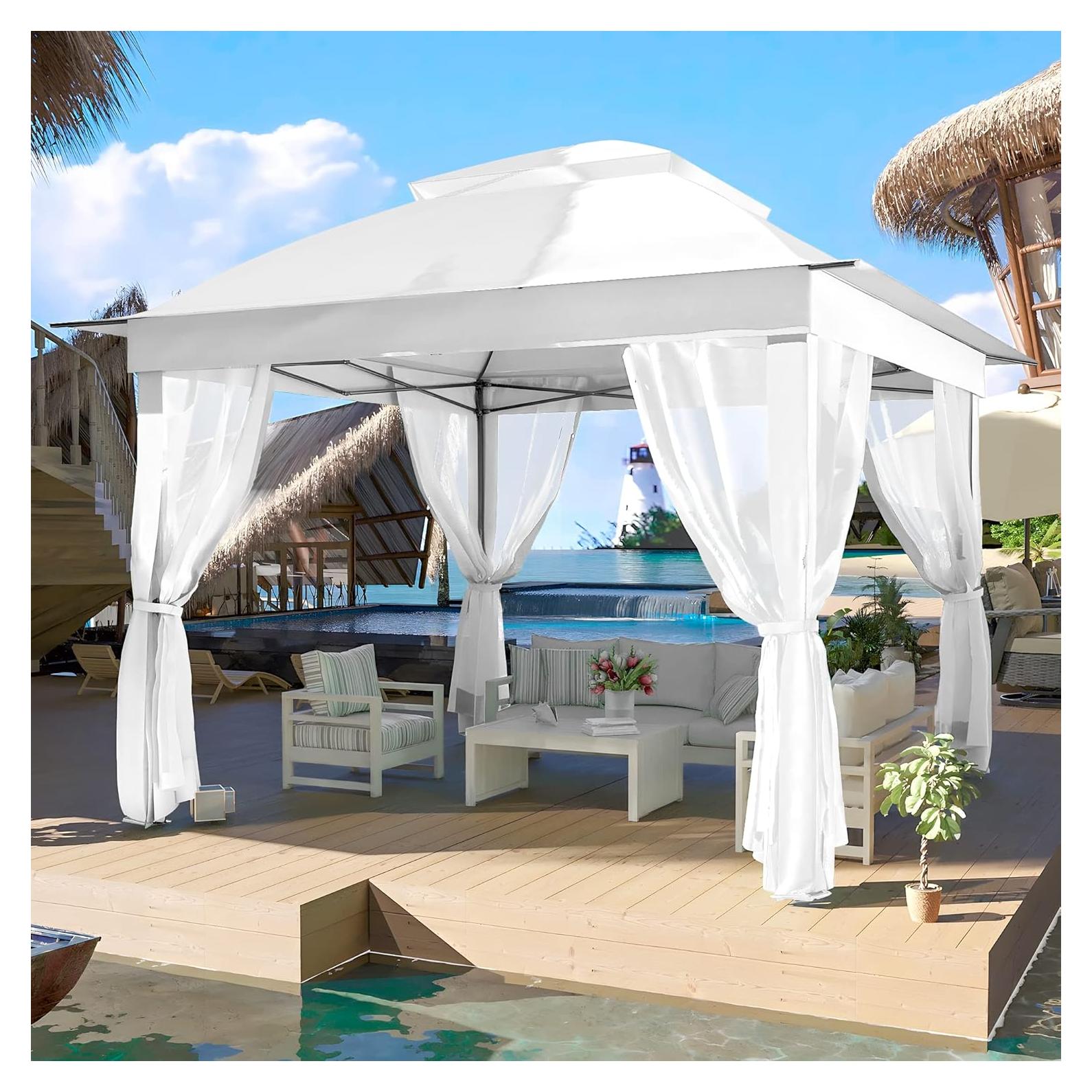 Gazebo Pop Up Joyside 3.35m x 3.35m Blanco con Mosquitera