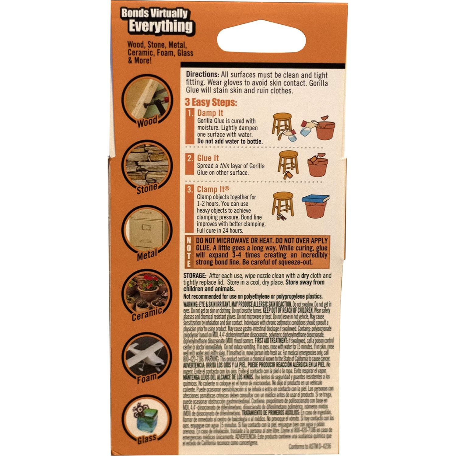 Gorilla Glue Original 2 Onzas - Pegamento Impermeable Multiusos