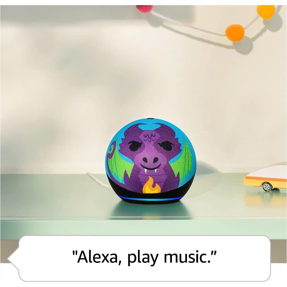Amazon Echo Dot Kids with Alexa (newest model), Designed for kids, with parental controls, Includes 1 Year of Amazon Kids+, Dragon
