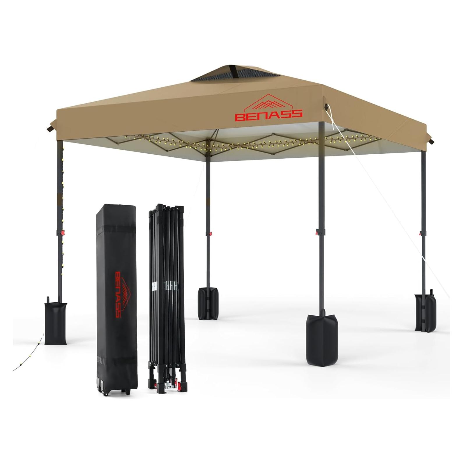 Toldo Plegable 2.44x2.44m Benass Caqui Impermeable