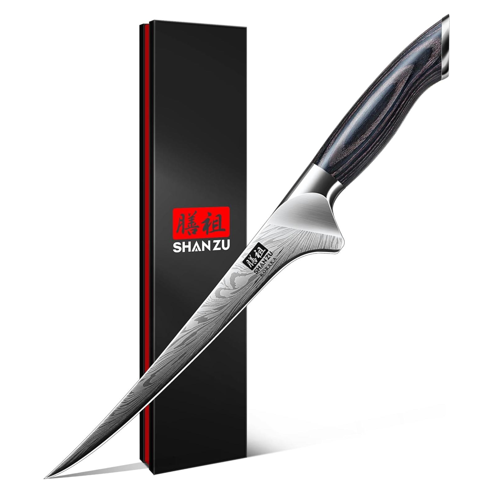 Cuchillo de Filete SHAN ZU 17.8 cm Acero Alto Carbono Pakkawood