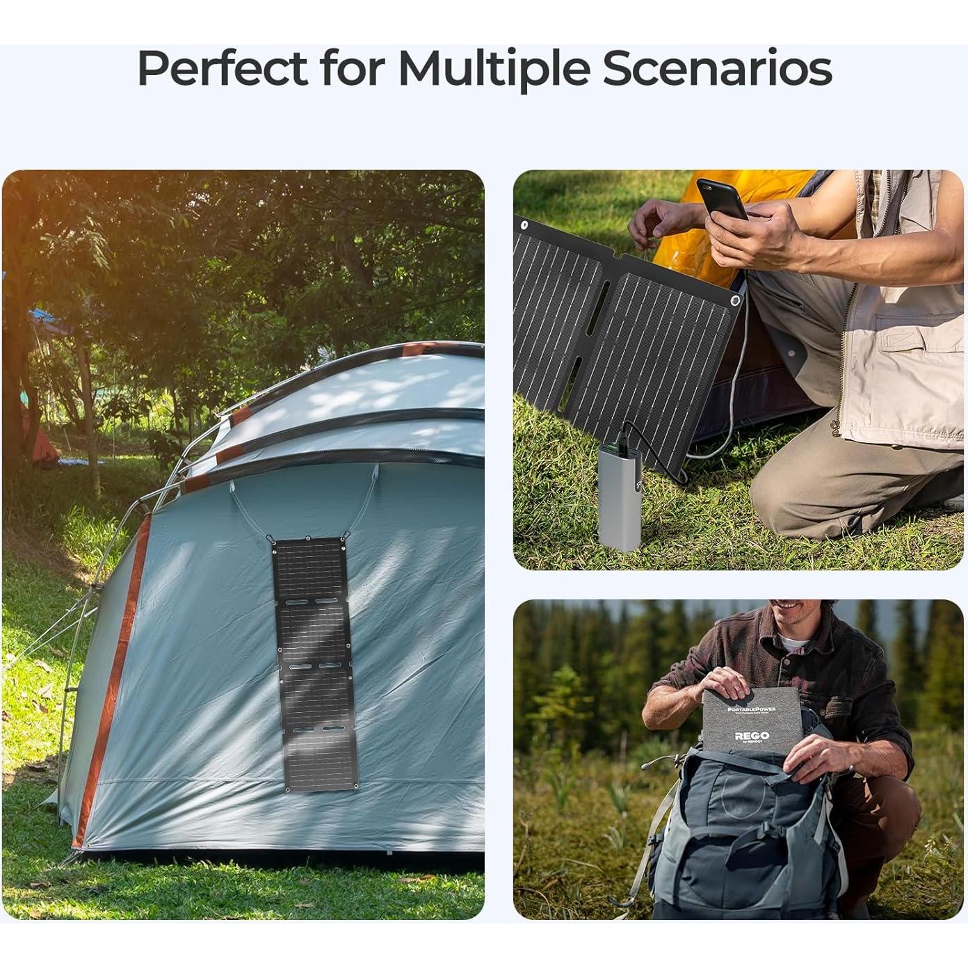 Panel Solar Portátil Renogy 30W Plegable IP67 para Camping