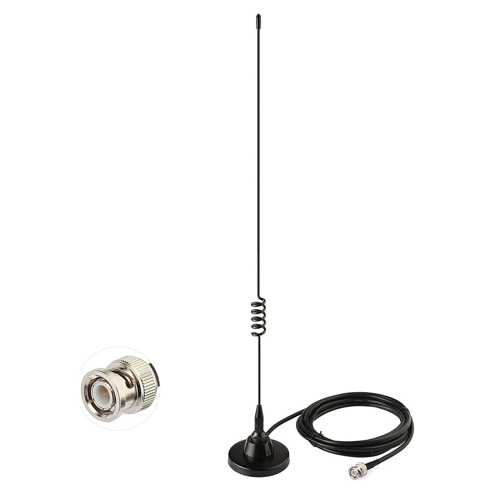Antena de Escáner de Policía Bingfu BNC Macho 47cm 3m Cable