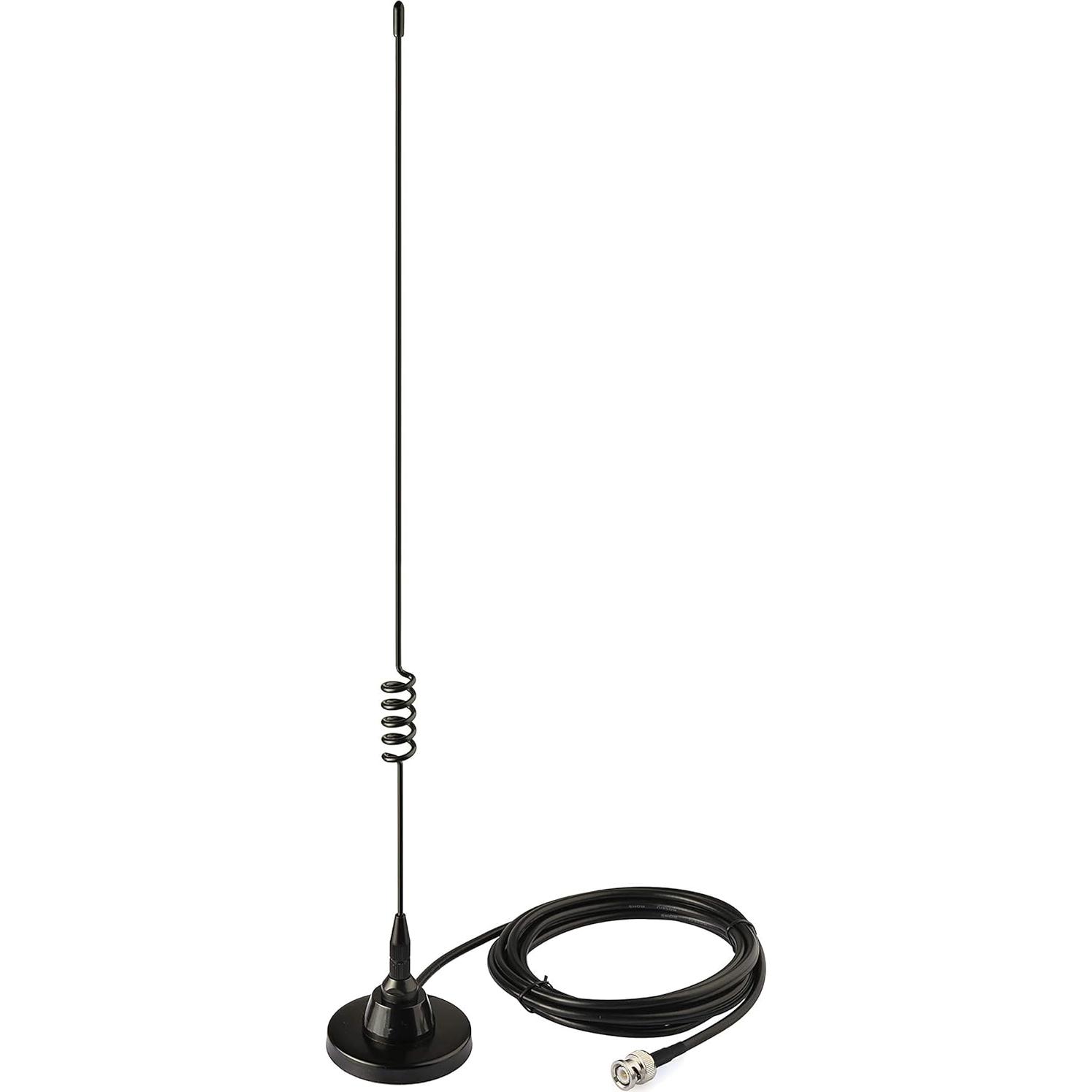 Antena de Escáner de Policía Bingfu BNC Macho 47cm 3m Cable