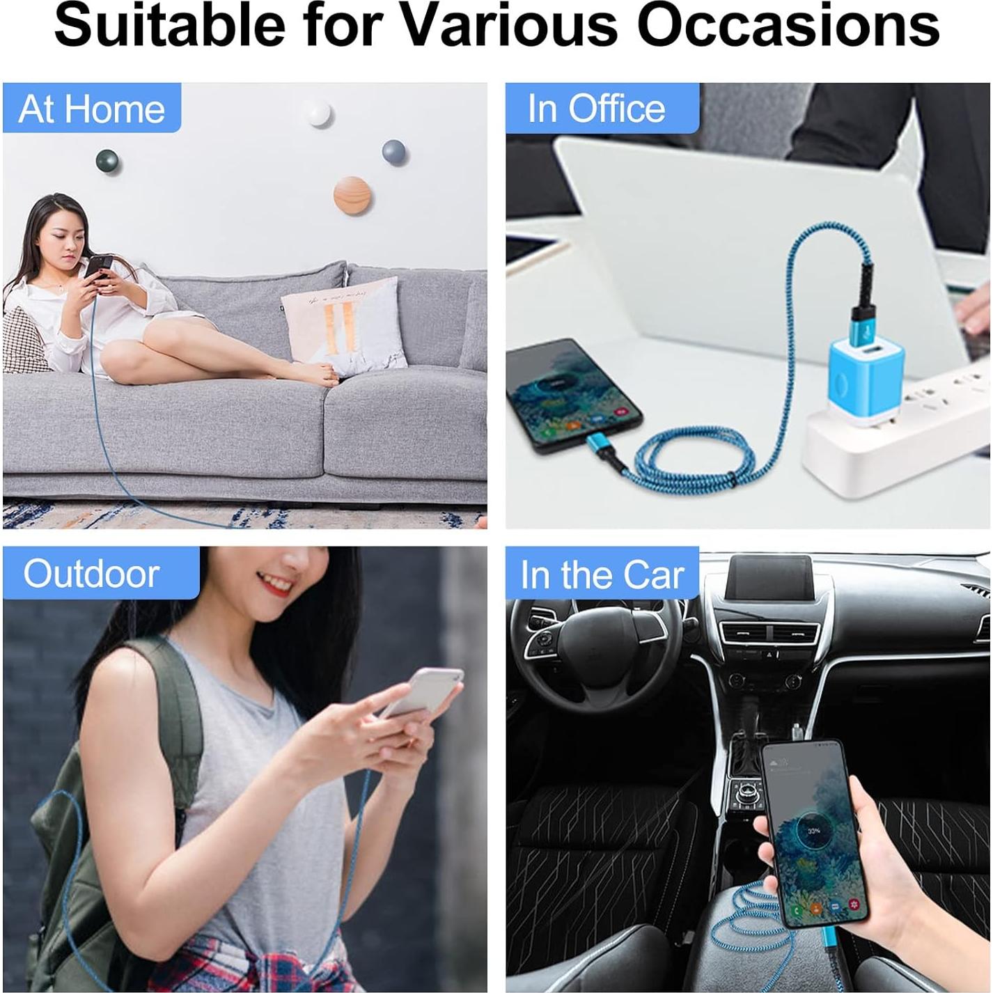 Cable USB C Rápido 2Pack 3FT Ehoho Trenzado Nylon