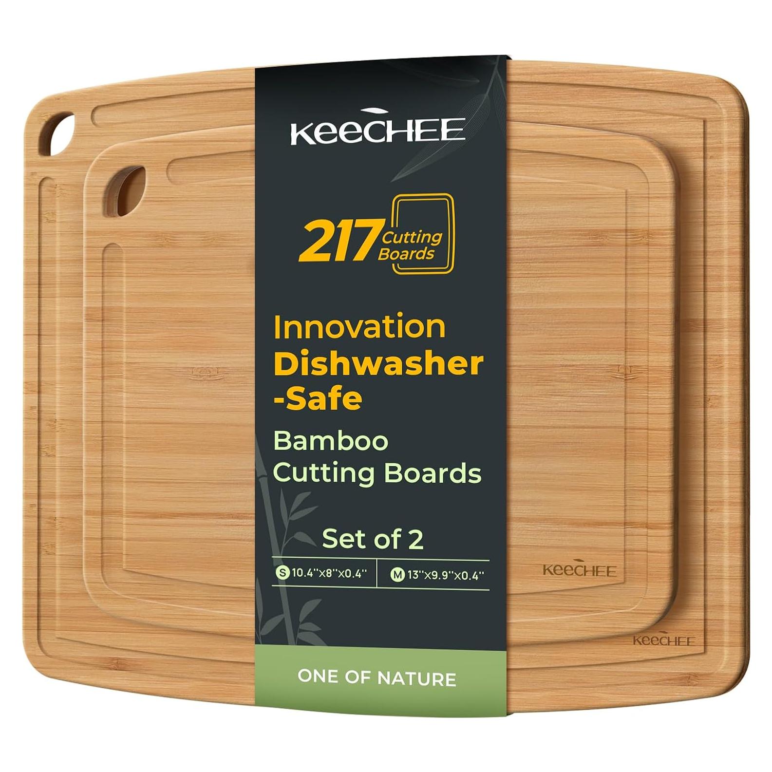 Juego de 2 Tablas de Cortar de Bambú Keechee A Prueba de Lavavajillas