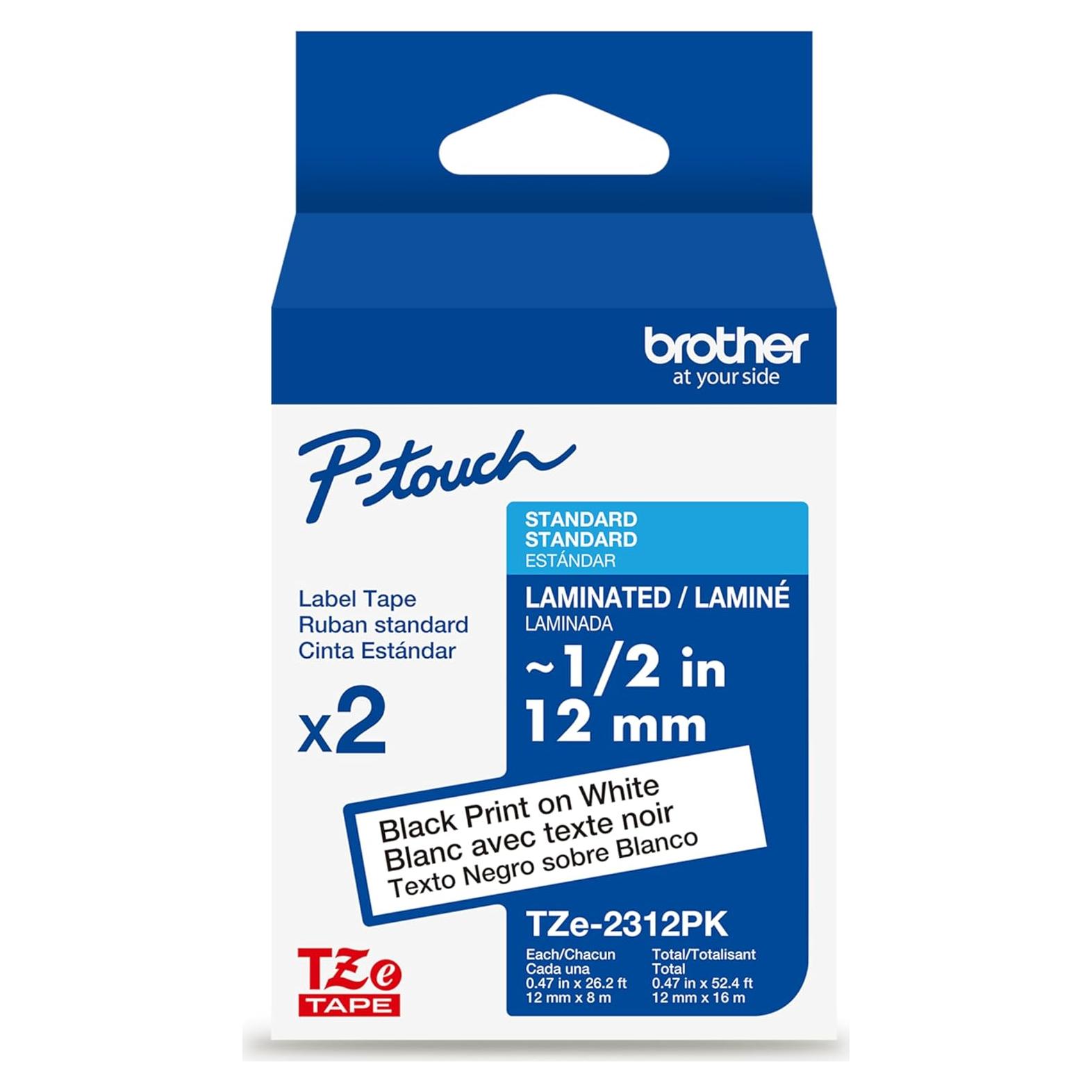 Etiquetas de Cinta Brother TZe231 2PK Negra sobre Blanca 12mm