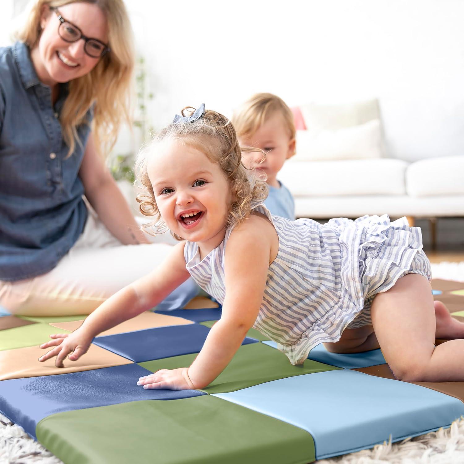 Alfombra de Actividad Plegable ECR4Kids Patchwork Tonos Tierra