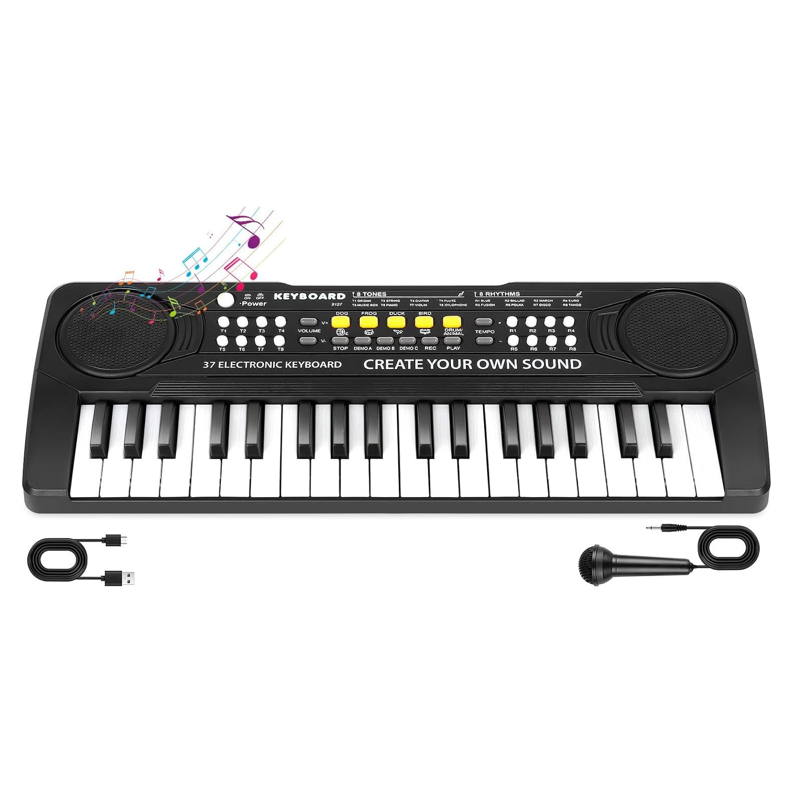 Teclado de Piano Infantil M SANMERSEN 37 Teclas con Micrófono