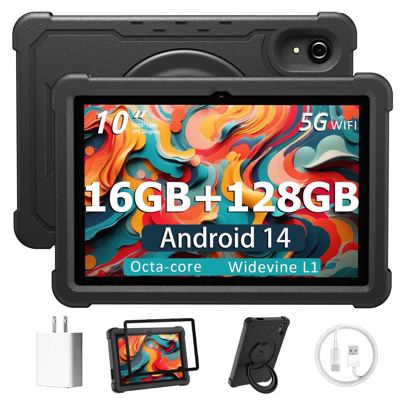 Tablet Android 14 HUIHUANG E10 10" 16GB RAM 128GB Funda