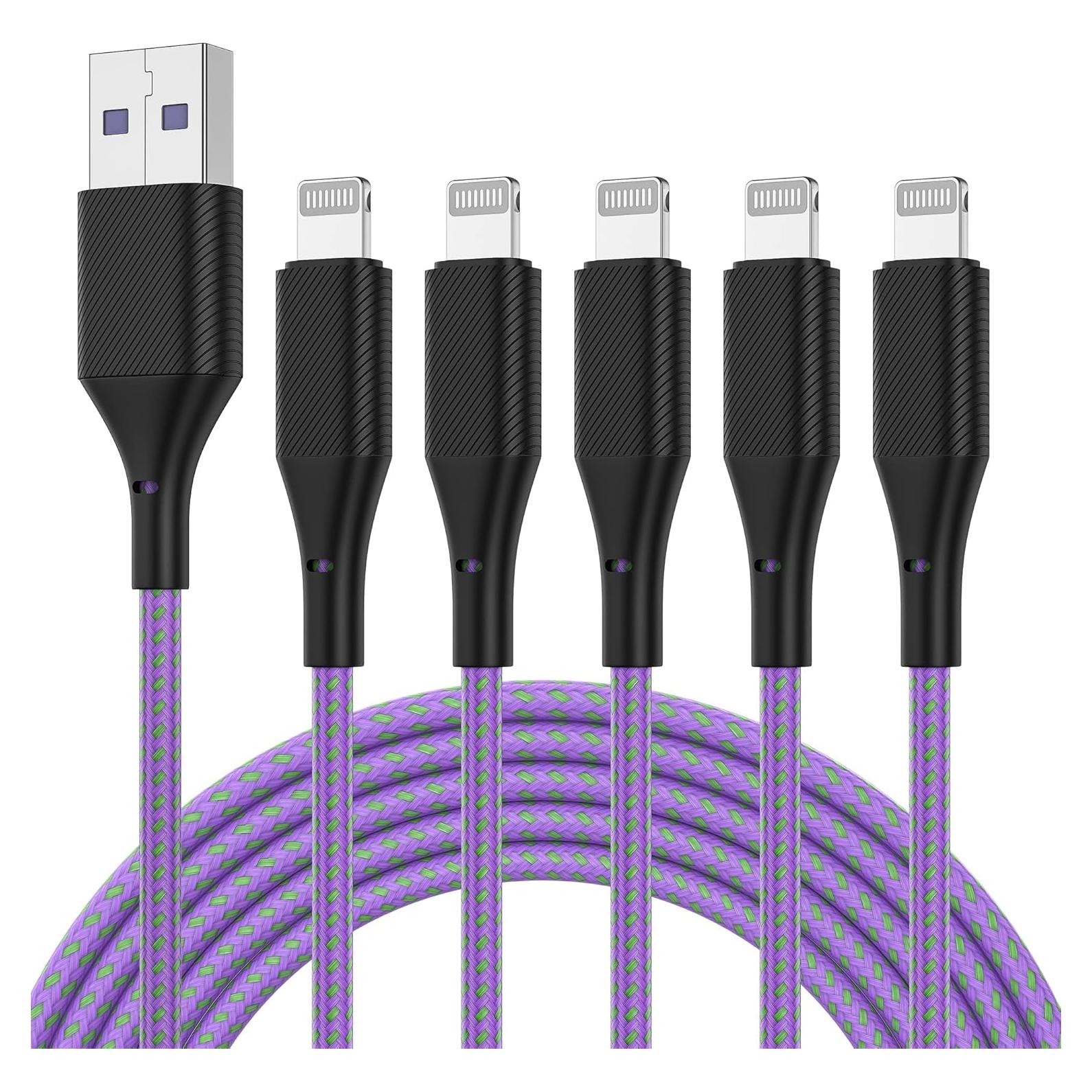 Cable de Carga Lightning ZMHPJQ 1.83m 5Pack para iPhone