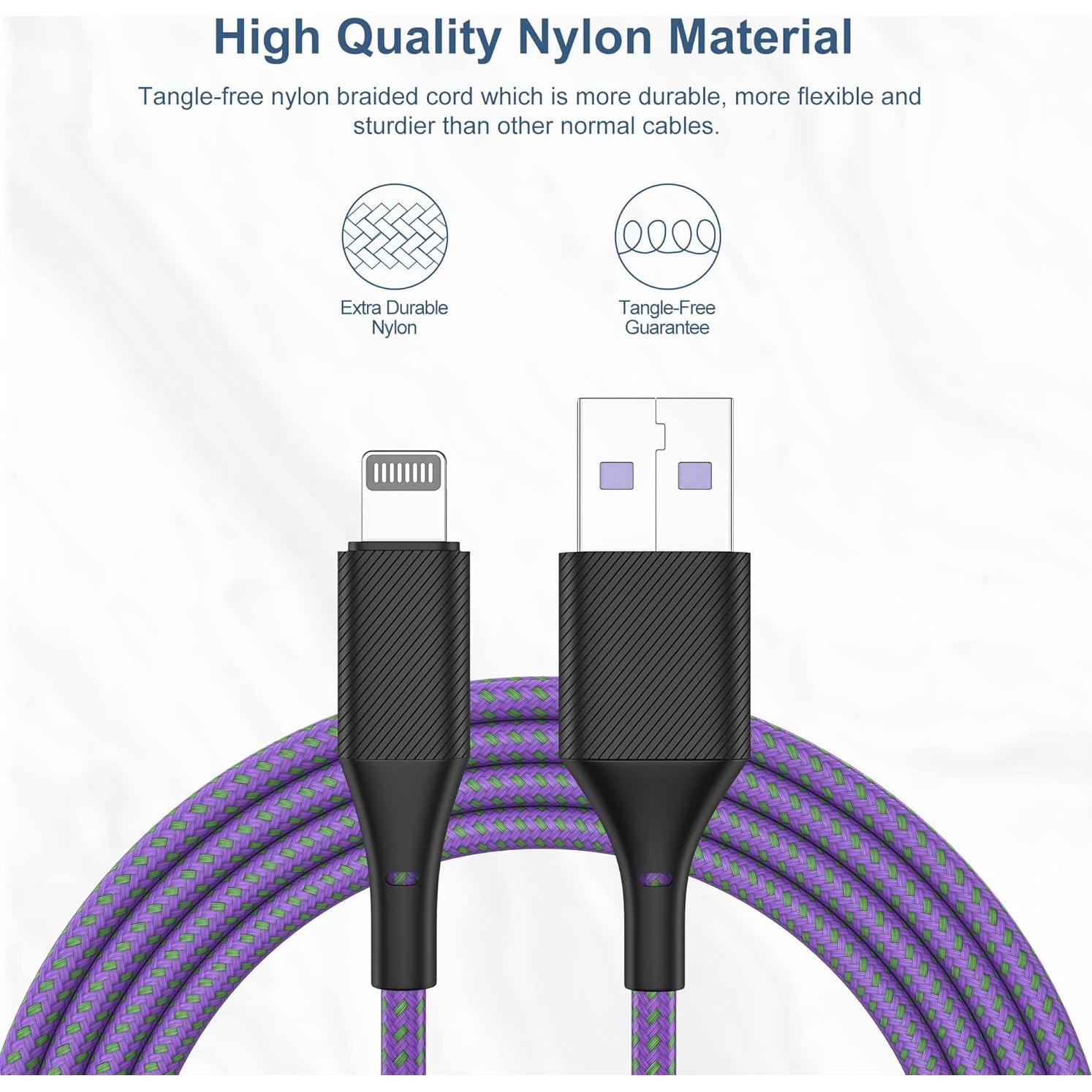 Cable de Carga Lightning ZMHPJQ 1.83m 5Pack para iPhone