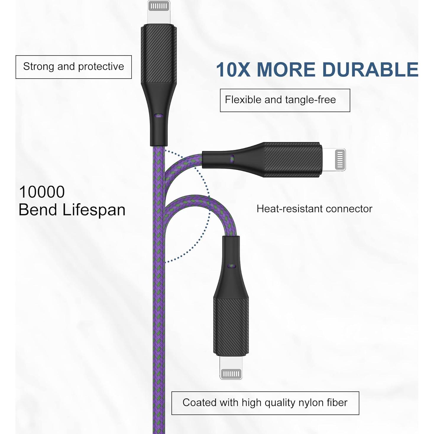 Cable de Carga Lightning ZMHPJQ 1.83m 5Pack para iPhone