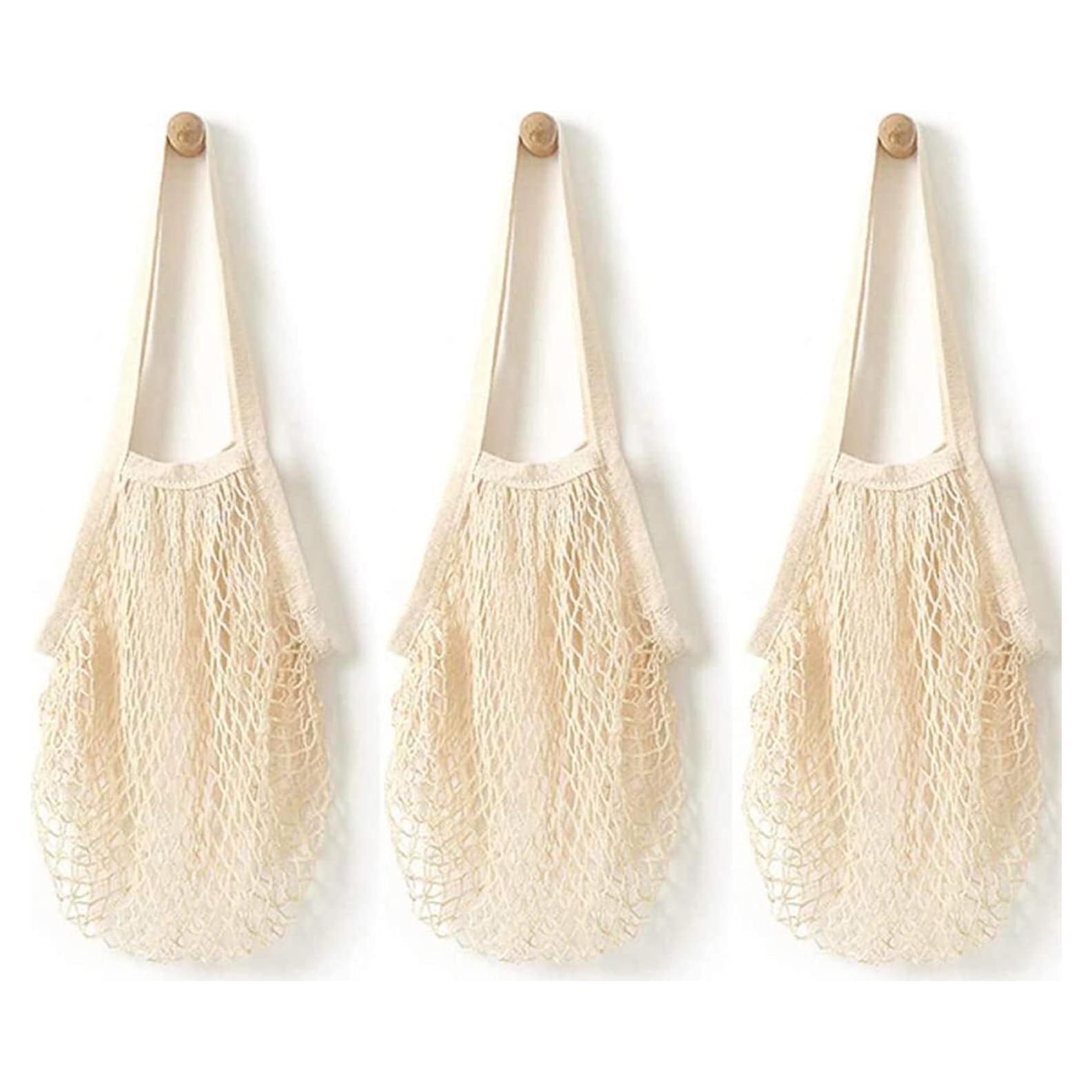 Bolsas Reutilizables de Algodón YOYI 3Pack Beige Malla