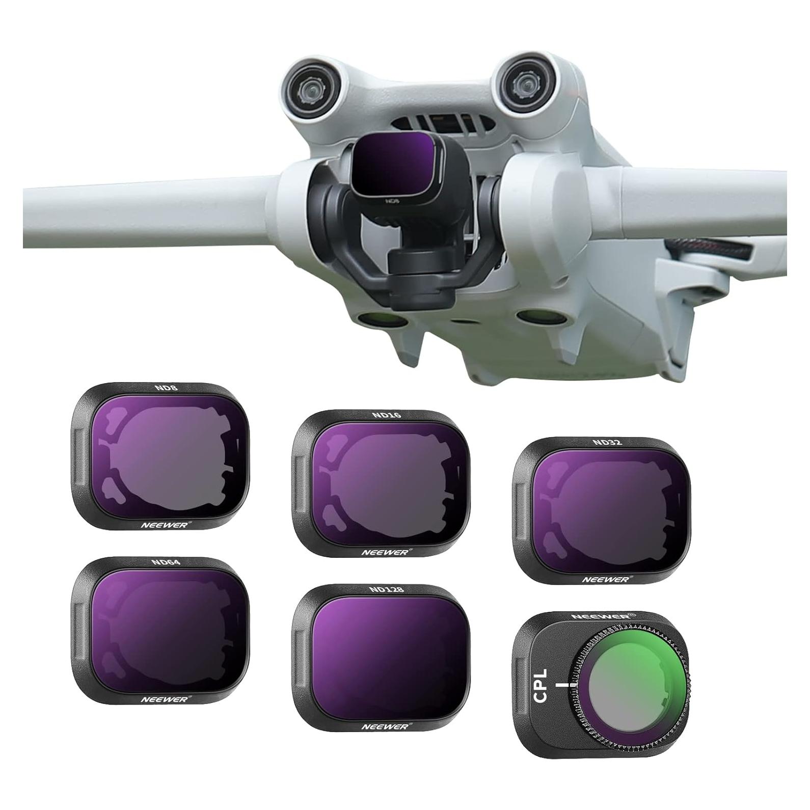 Juego de Filtros ND Neewer para DJI Mini 3 Pro - 6 Piezas CPL ND8 ND16 ND32 ND64 ND128