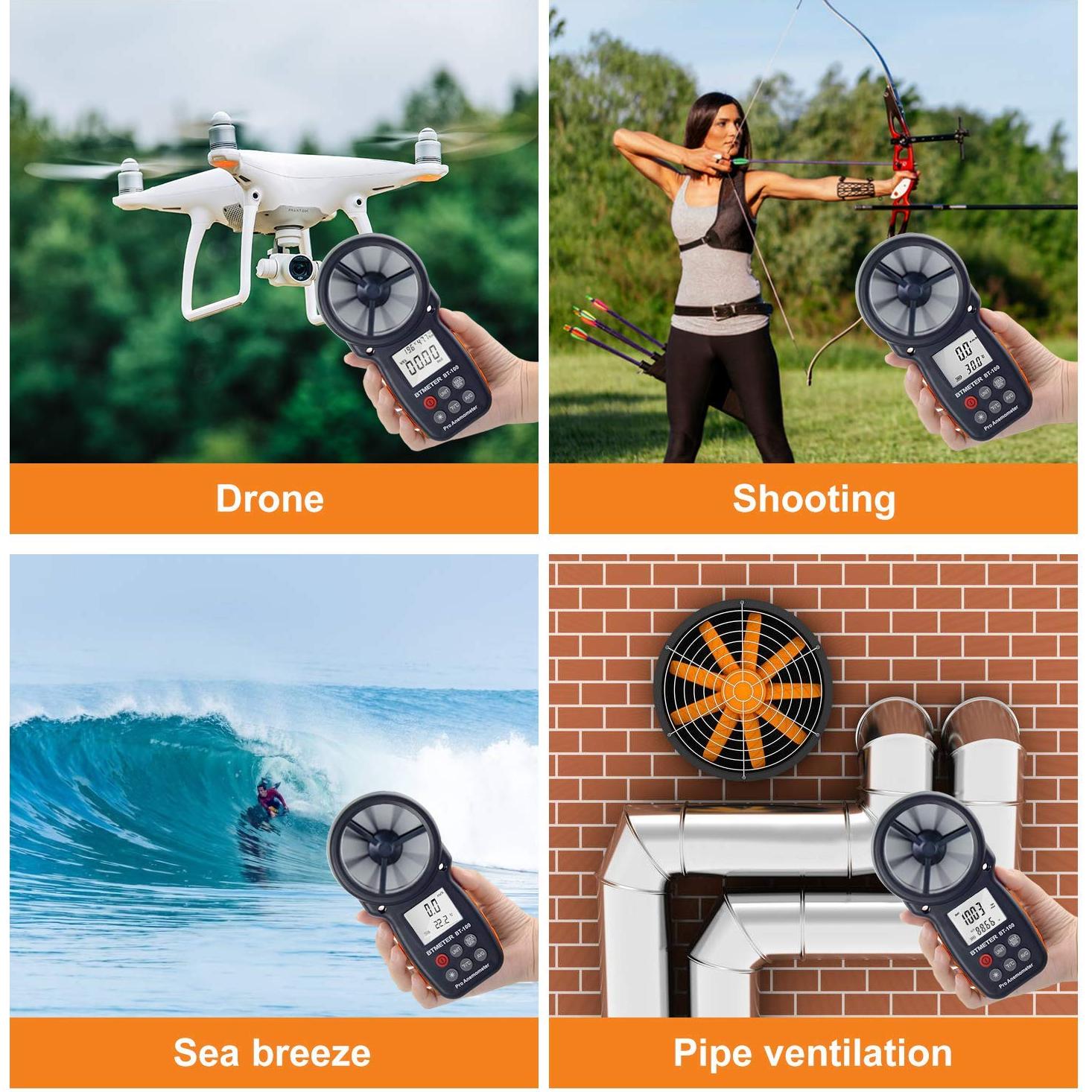 Anemómetro BTMETER BT-100 y Dron Quadricóptero 4K Plegable