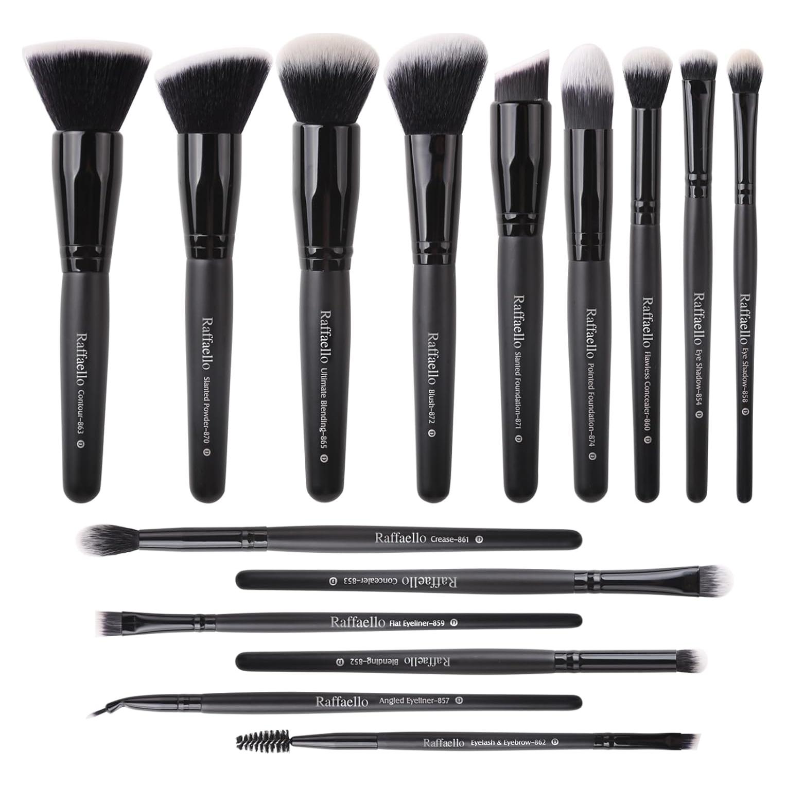 Conjunto de Pinceles de Maquillaje Raffaello 15 Piezas Sintéticos