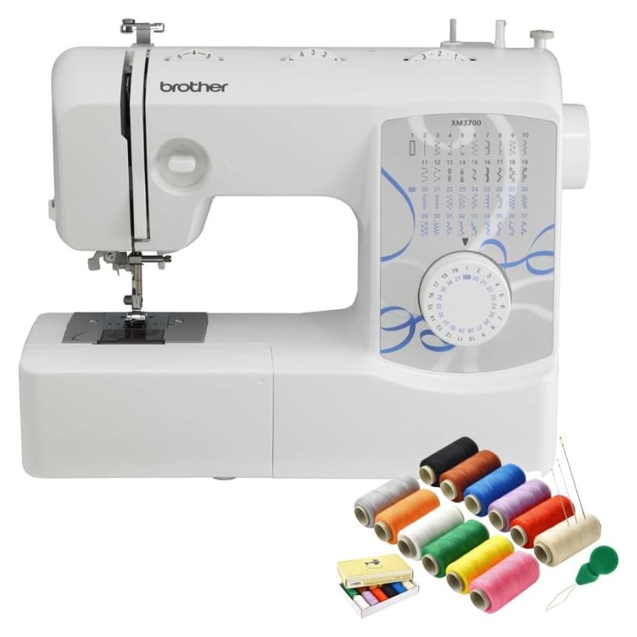 Máquina de Coser Brother XM3700 74 Puntadas con Kit de Hilo 12 Colores