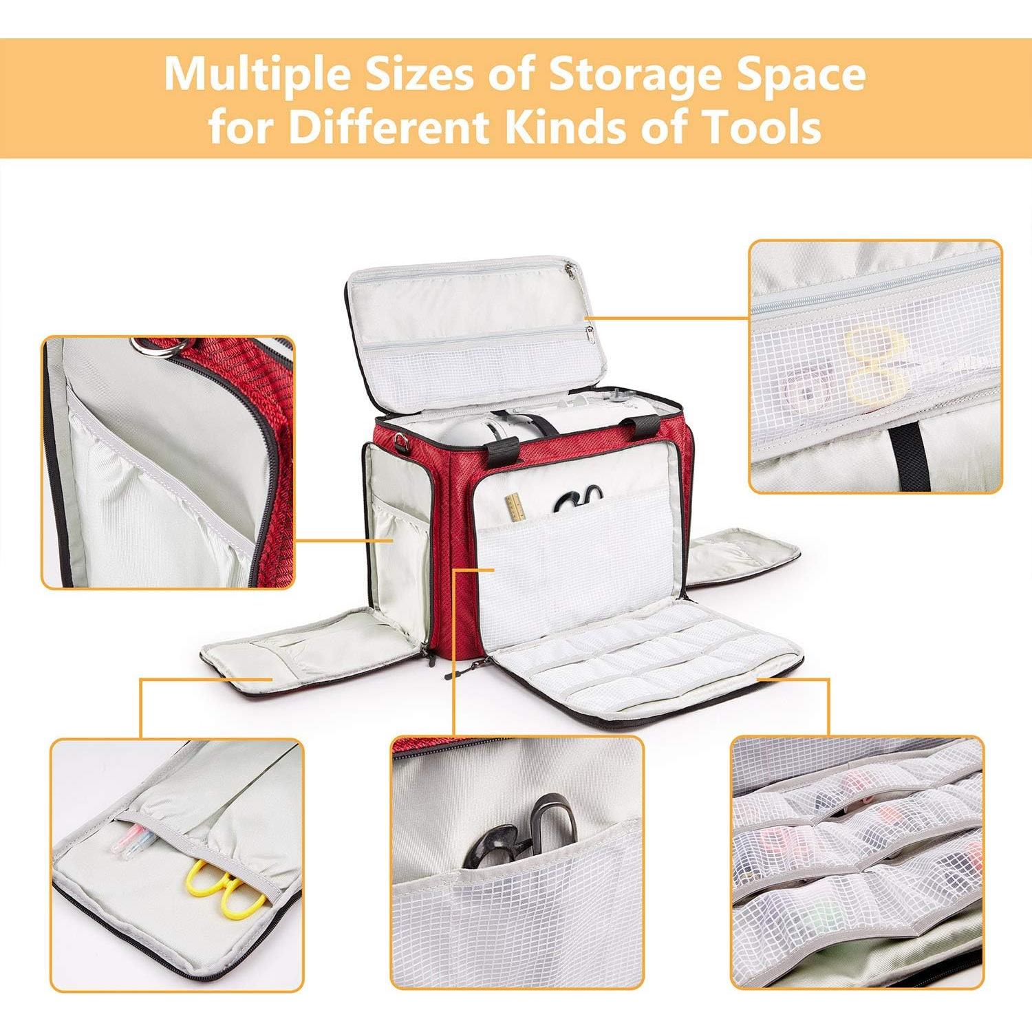 Bolsa de máquina de coser rodante YKK roja 48.3x27.9x33 cm