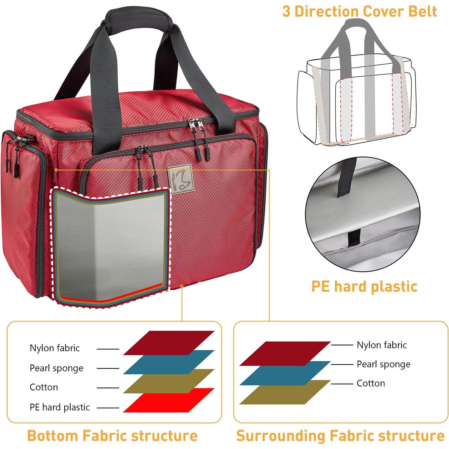 Bolsa de máquina de coser rodante YKK roja 48.3x27.9x33 cm