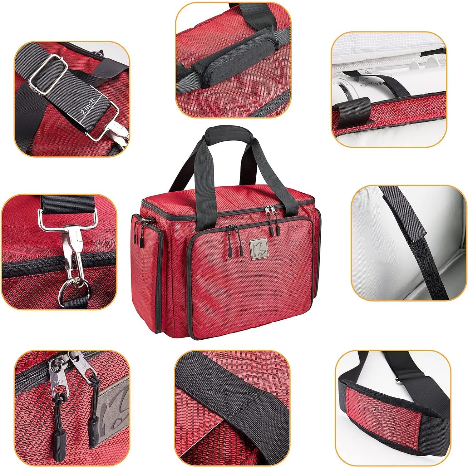Bolsa de máquina de coser rodante YKK roja 48.3x27.9x33 cm