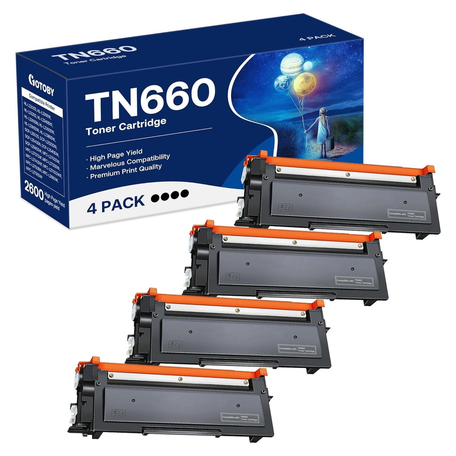 Cartucho de Tóner TN660 GOTOBY Compatible Alto Rendimiento 4 Pzas