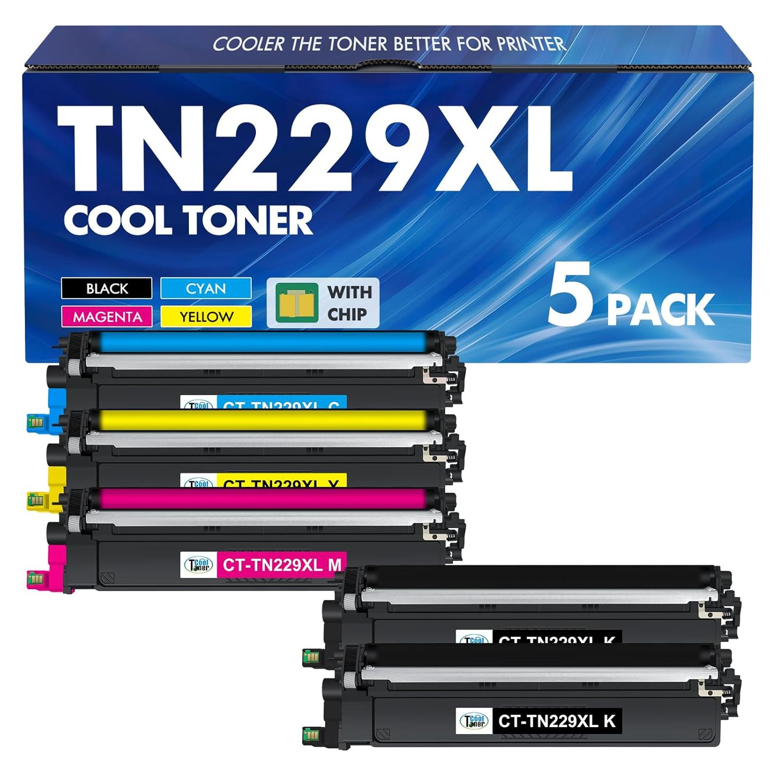 Cartuchos de Tóner TN229XL Cool Toner 5 Paquete Compatible