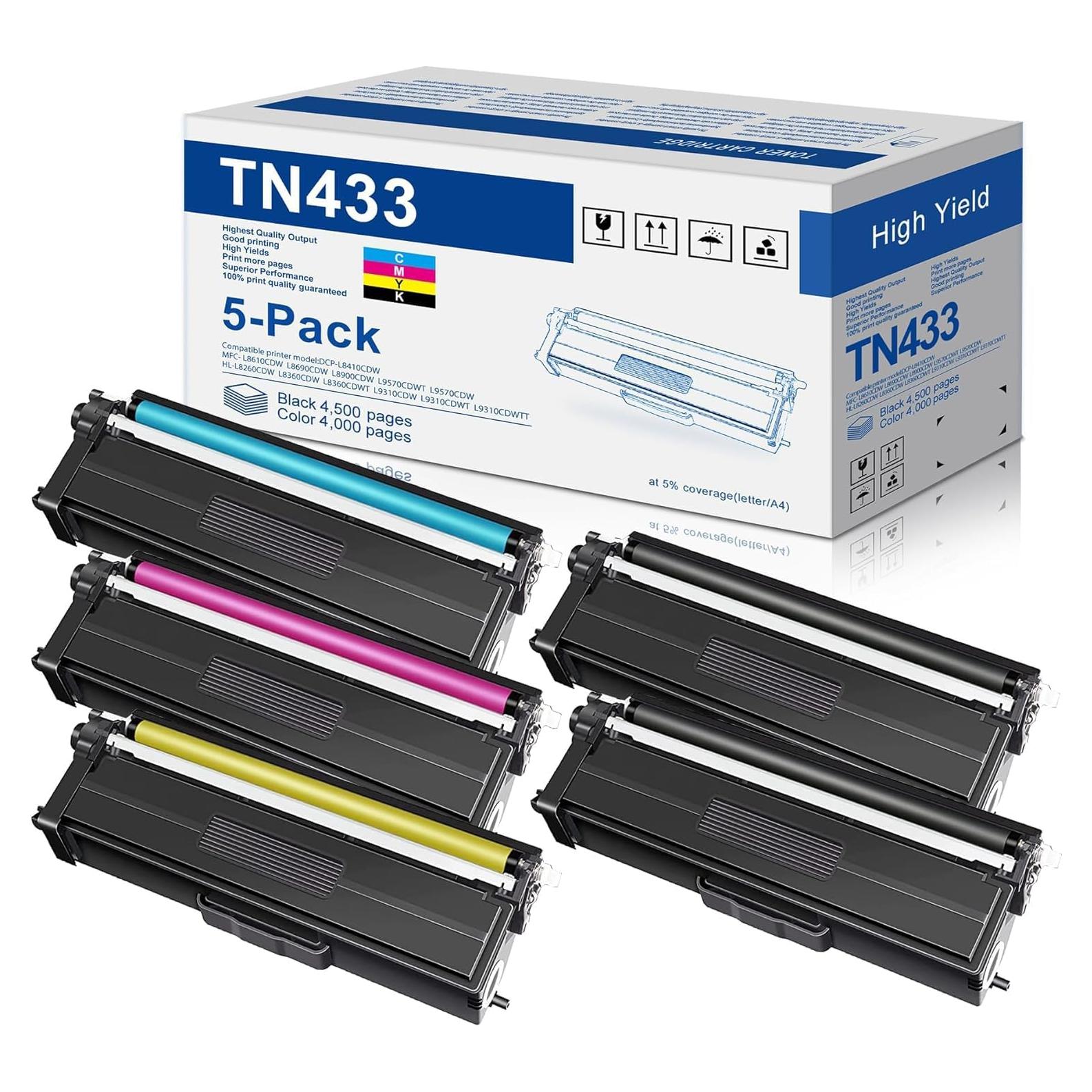 Cartucho de Tóner Brother TN433 - Paquete de 5, Alto Rendimiento