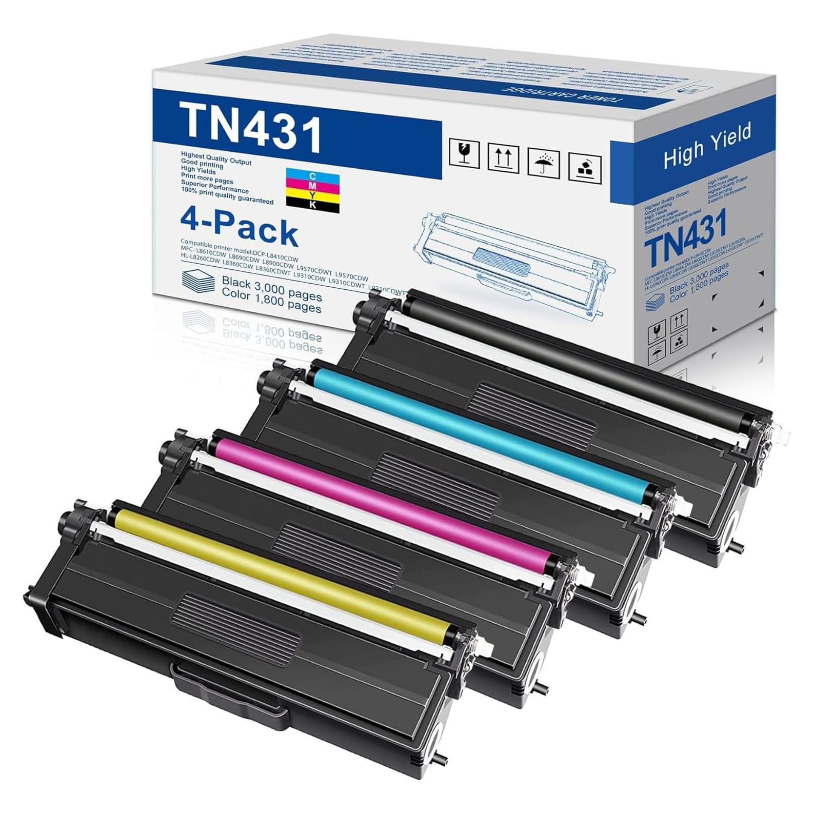 Cartuchos de Tóner Estward TN431 Paquete de 4 (Negro/Cian/Magenta/Amarillo)