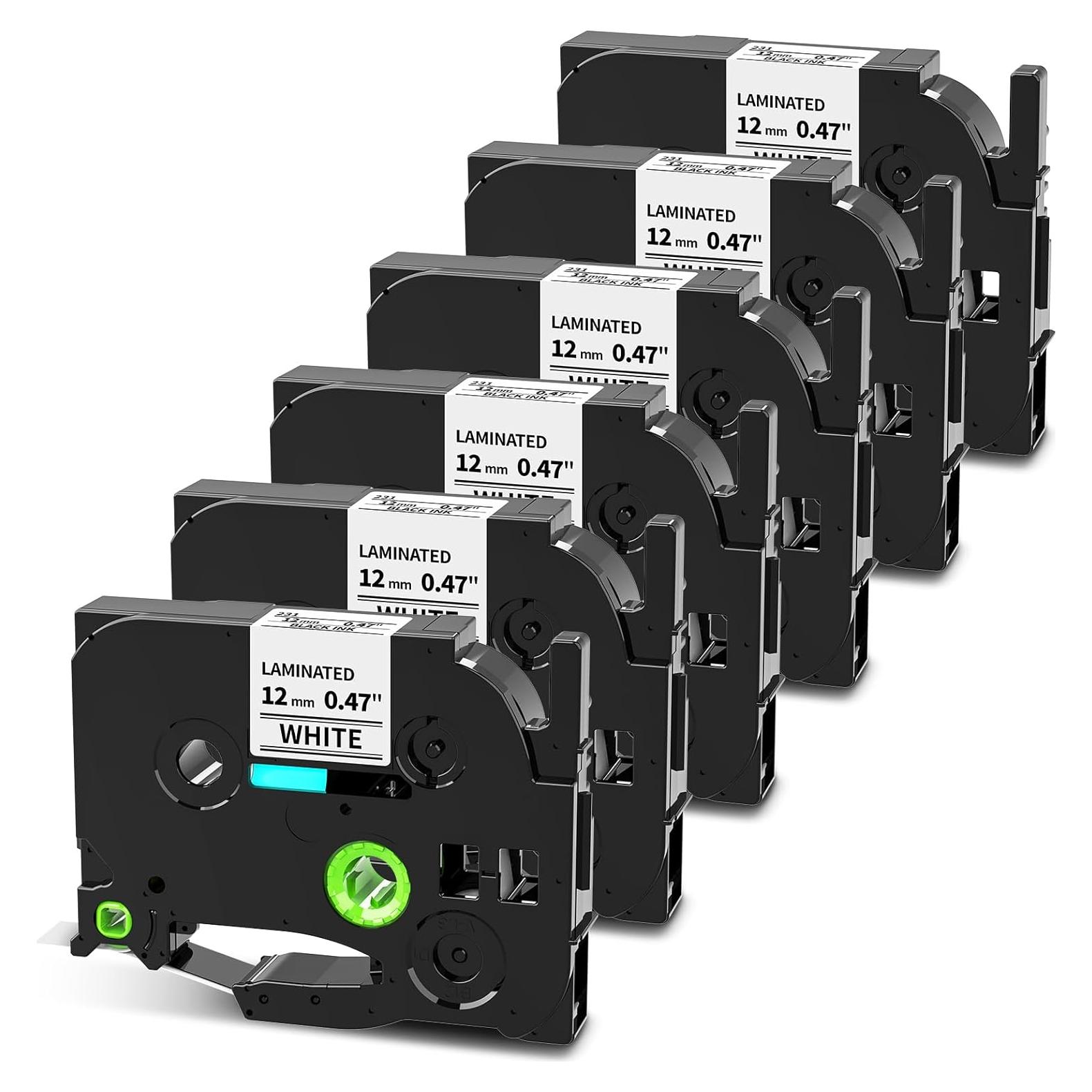 Cinta de Etiquetadora Greateam TZe-231 12mm Blanca - Paquete de 6