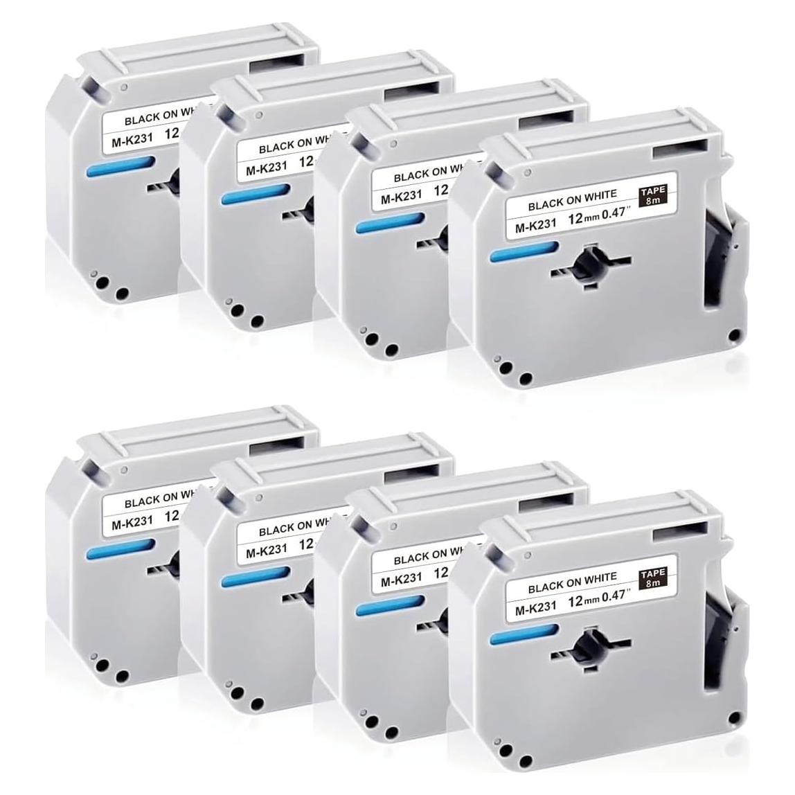 Cinta de Etiquetas UNOKA M-K231 12mm 8m Negra sobre Blanco