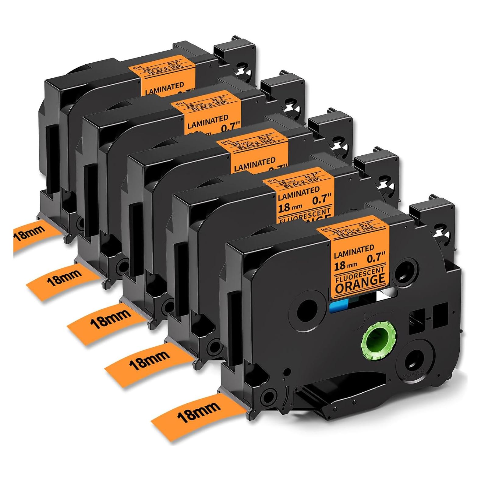 Cinta de Etiqueta Laminada MarkDomain 18mm Naranja Fluorescente