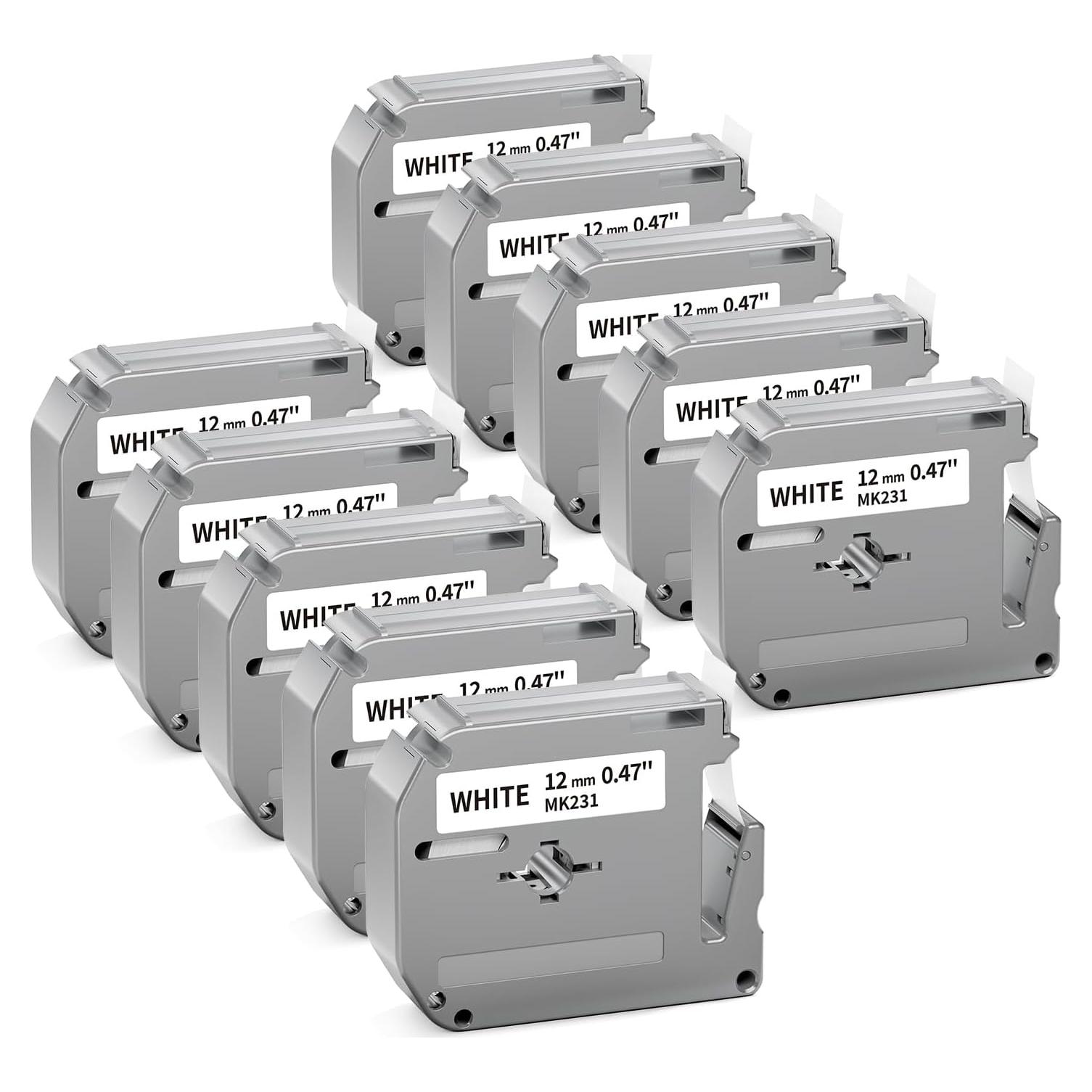 Paquete de 10 cintas de etiqueta MarkDomain M-K231 12mm blanco