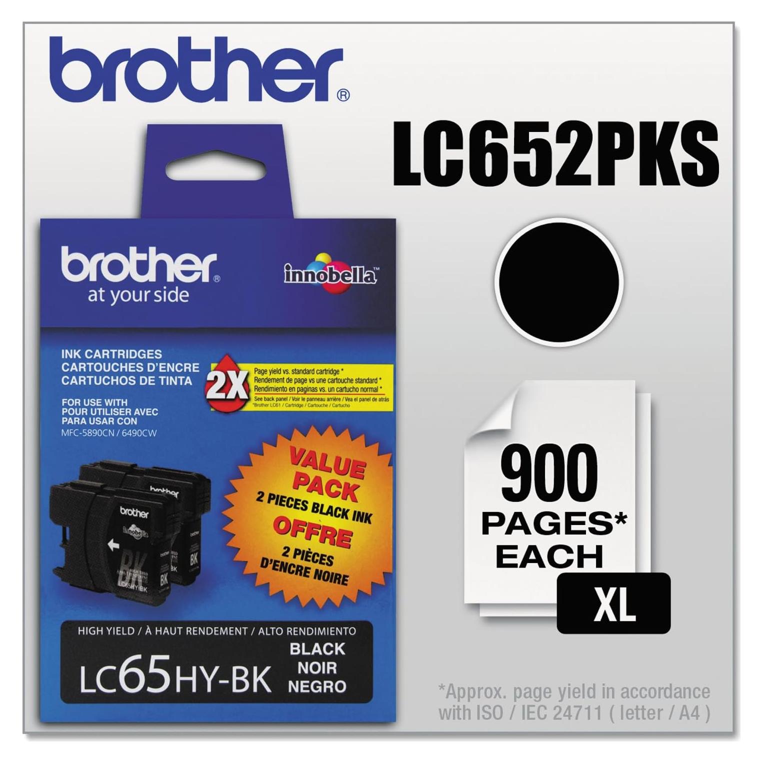 Cartuchos de Tinta Brother LC65HYBK2 Negro - Paquete de 2