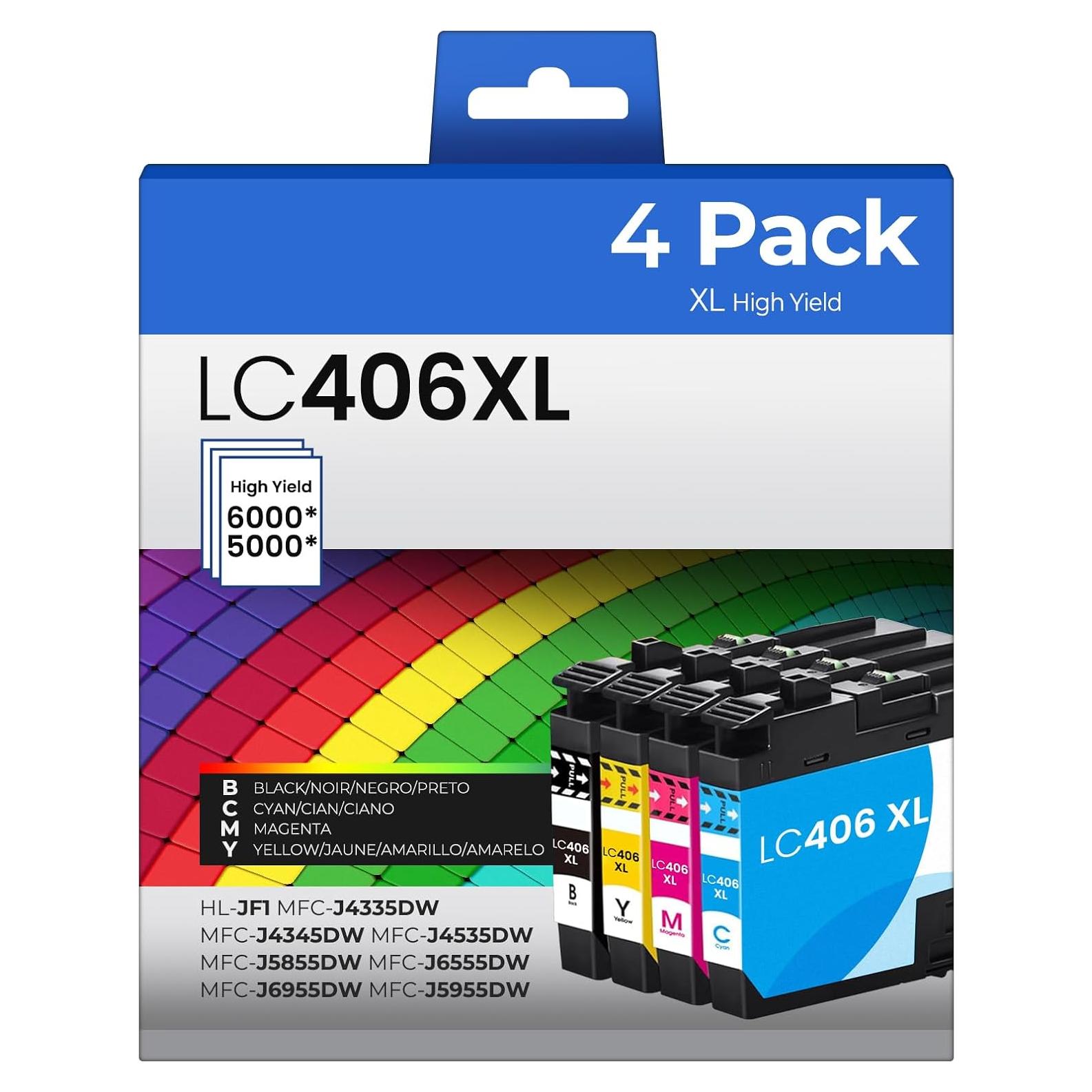 Cartuchos de tinta LC406XL Haikyuu para Brother MFC-J4335DW, 4 unidades