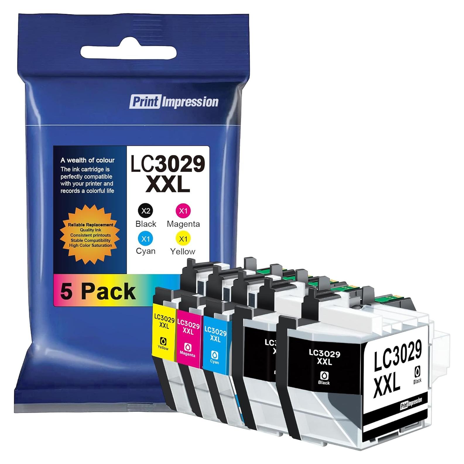 Cartuchos de tinta LC3029 XXL PrintImpression, 5 unidades