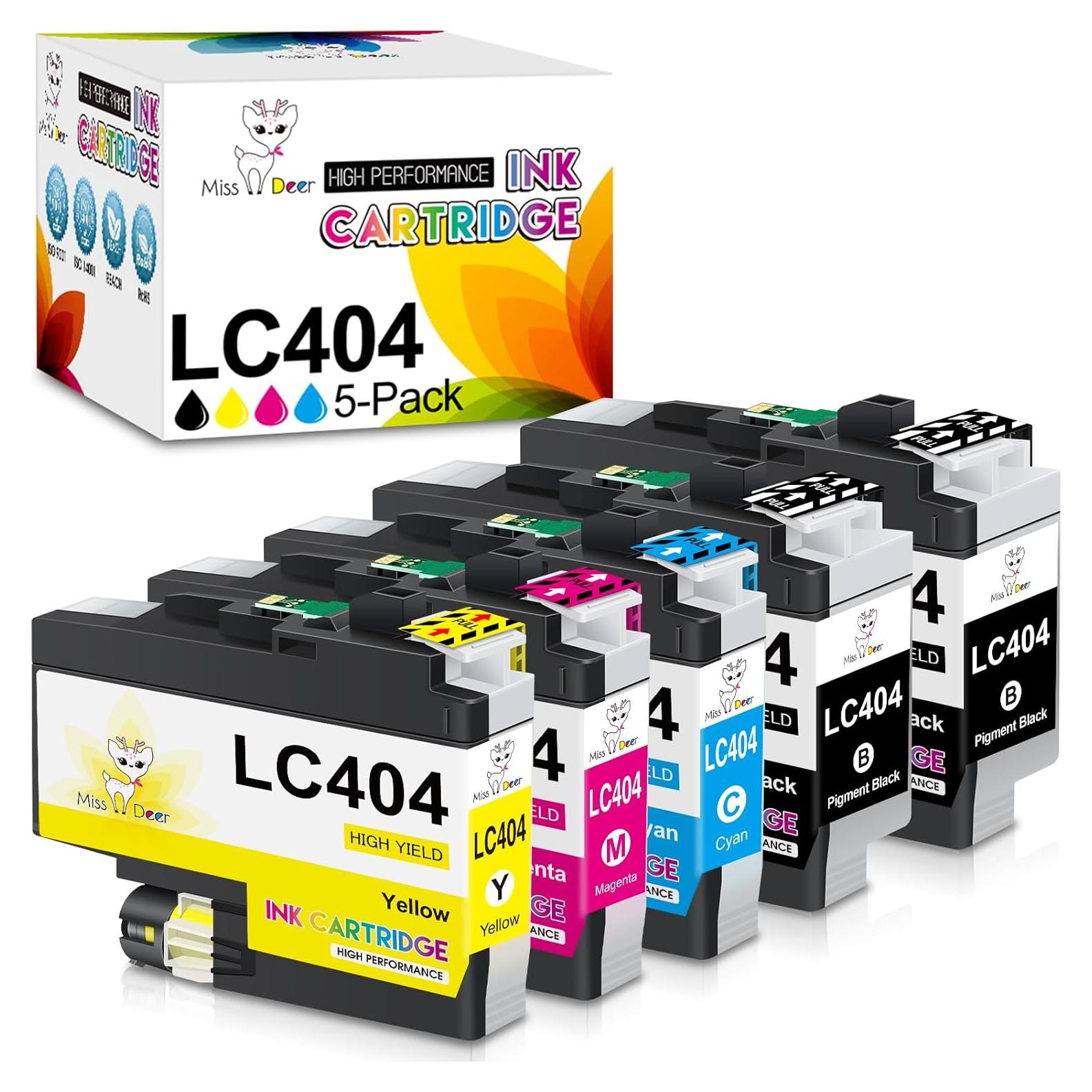 Cartuchos de tinta Miss Deer LC404 para impresora Brother 5-Pack