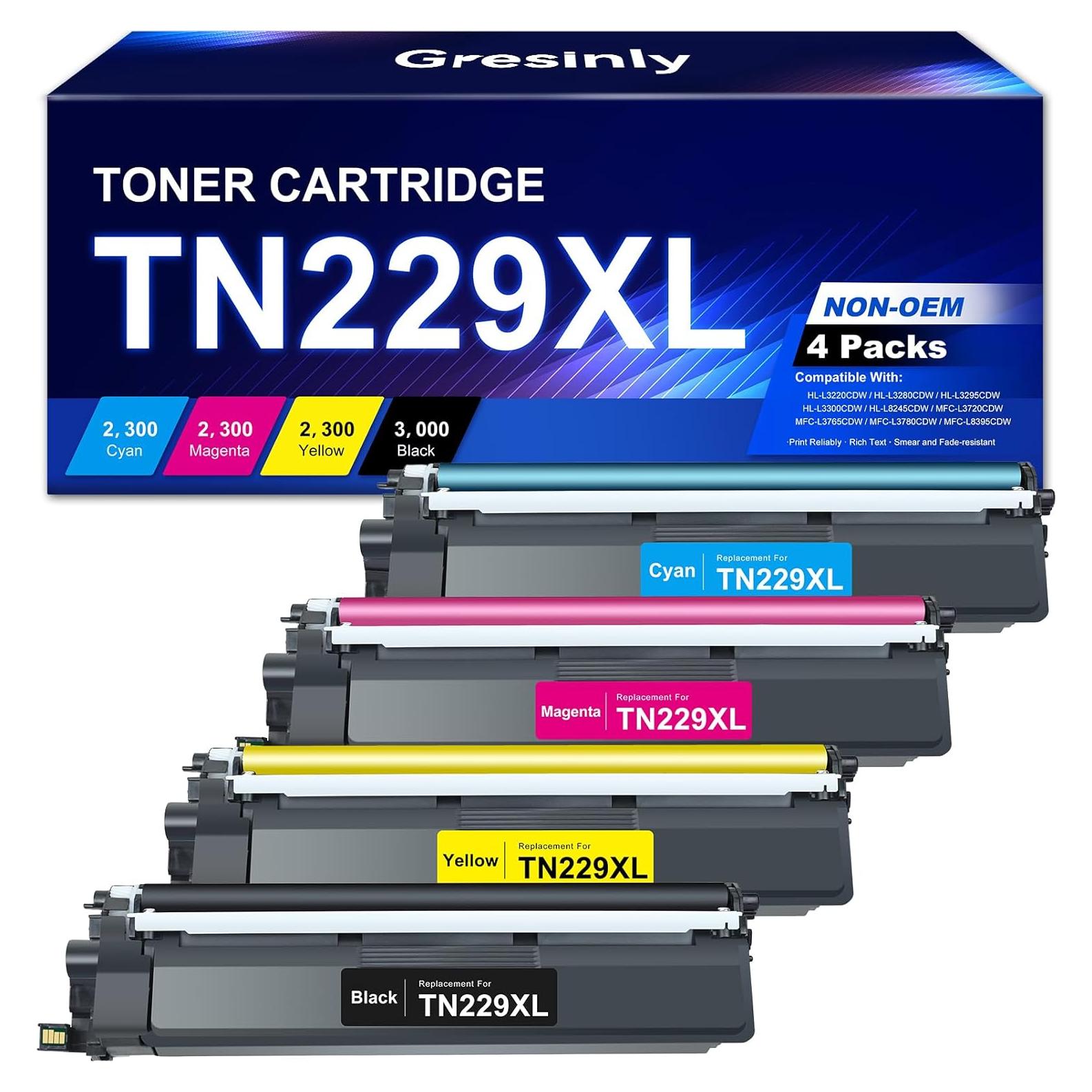 Cartucho de Tóner Gresinly TN229XL 4-Pack Compatible