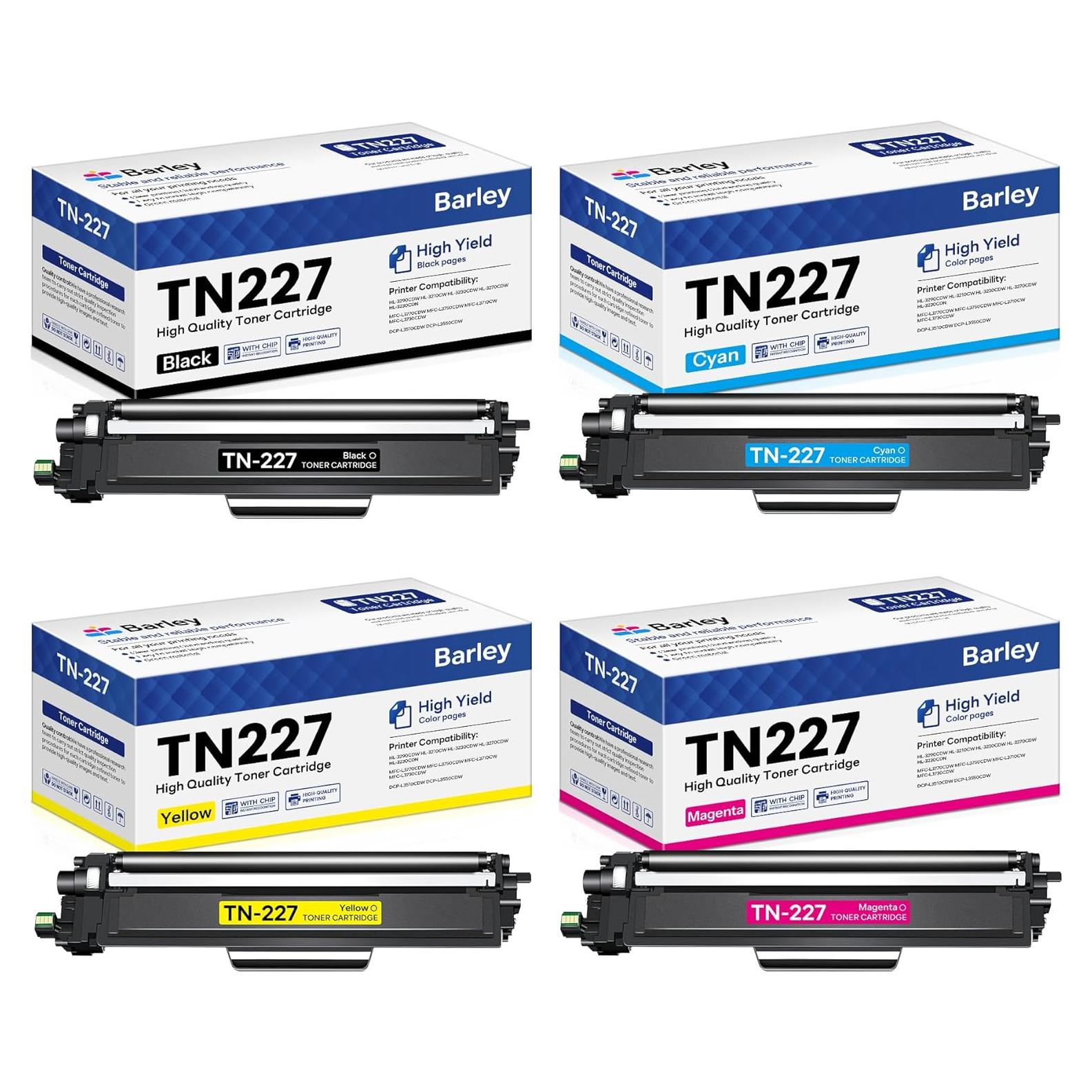 Cartucho de Tóner Alto Rendimiento Barley TN227 Paquete 4