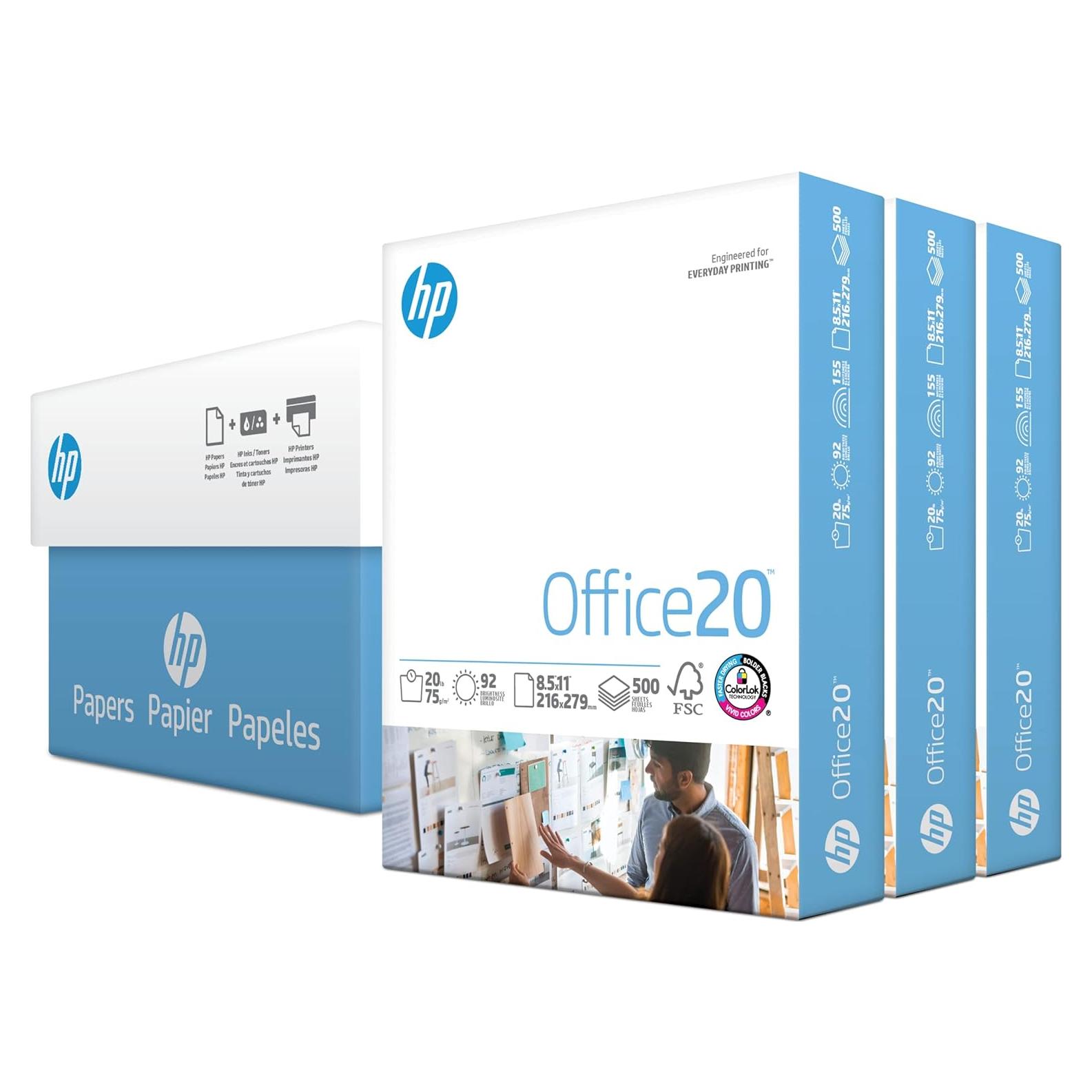 Papel de impresora HP Office20 20 lb 1500 hojas 21.59x27.94 cm