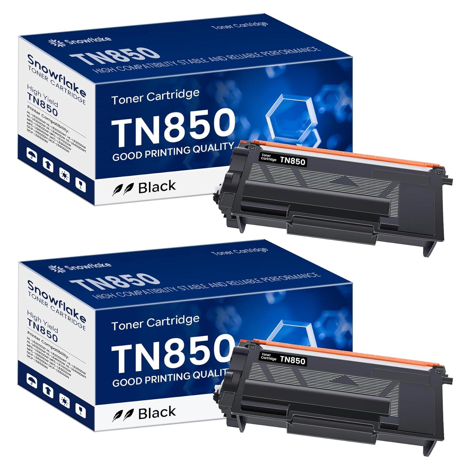 Tóner Negro Alto Rendimiento Snowflake TN850 Paquete de 2