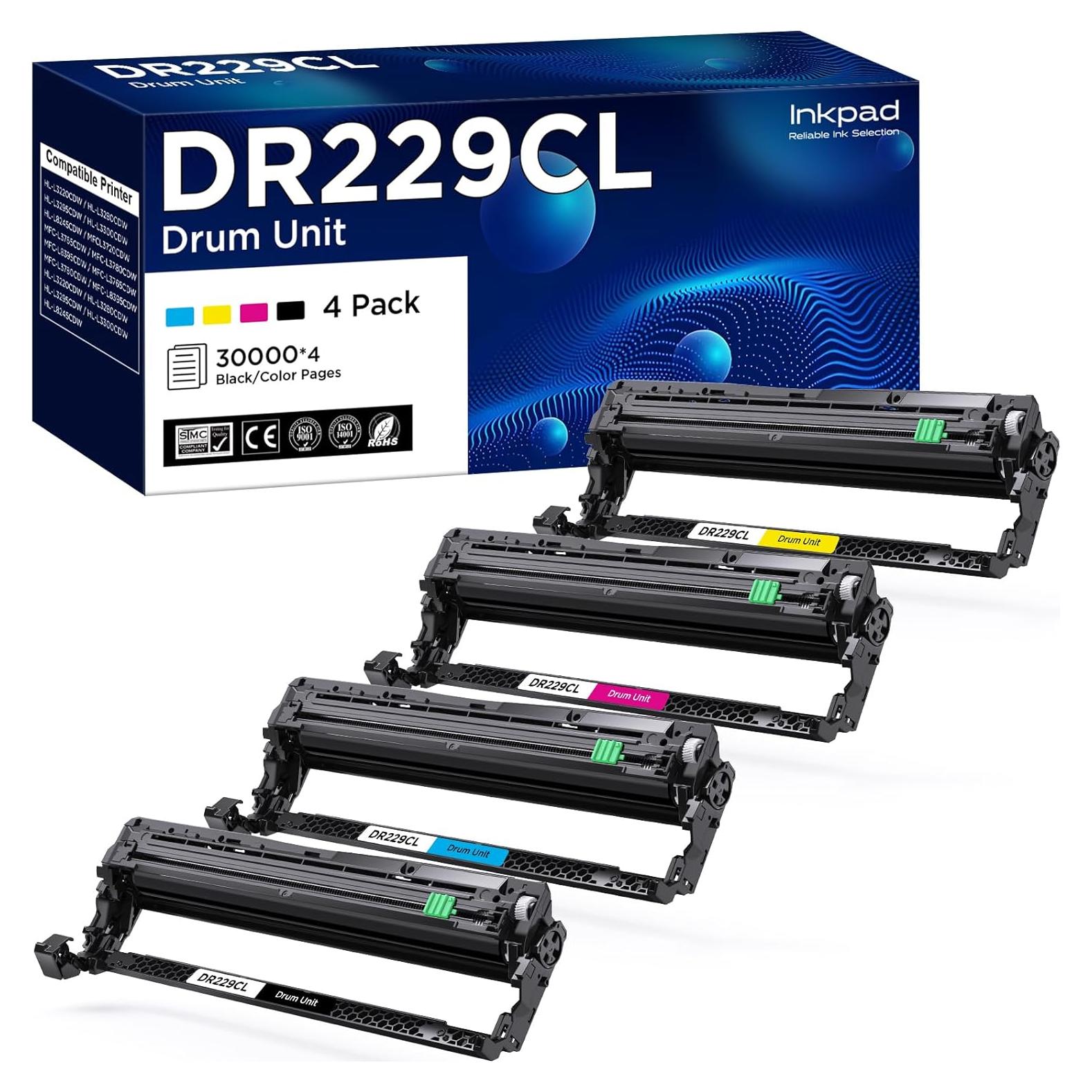 Unidad de Tambor DR229CL iNKPAD para Brother - Paquete de 4