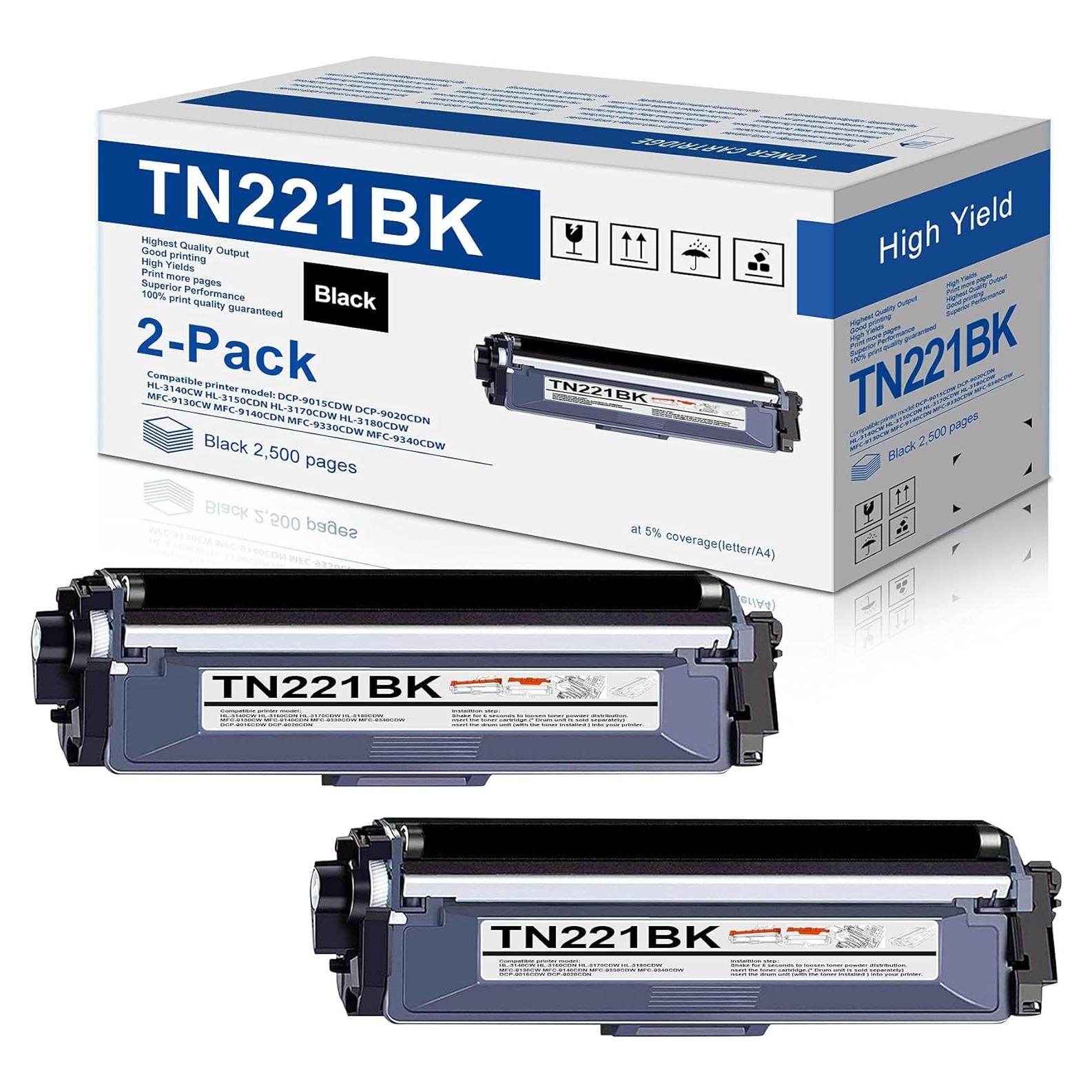 Cartucho de Tóner Negro MitoColor TN-221 Compatible 2 Paquetes