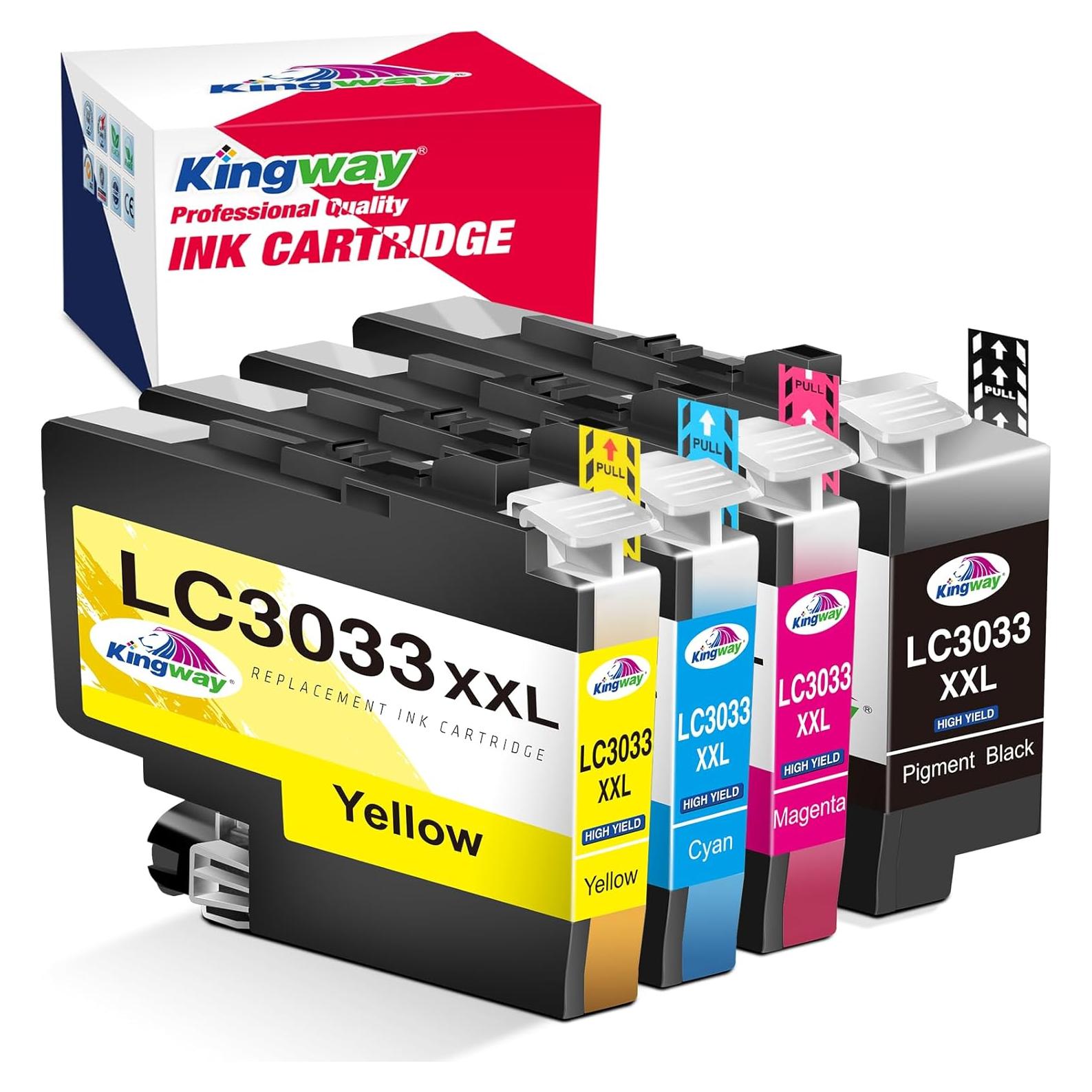 Cartuchos de tinta Kingway LC3033 XXL para Brother - 4 unidades