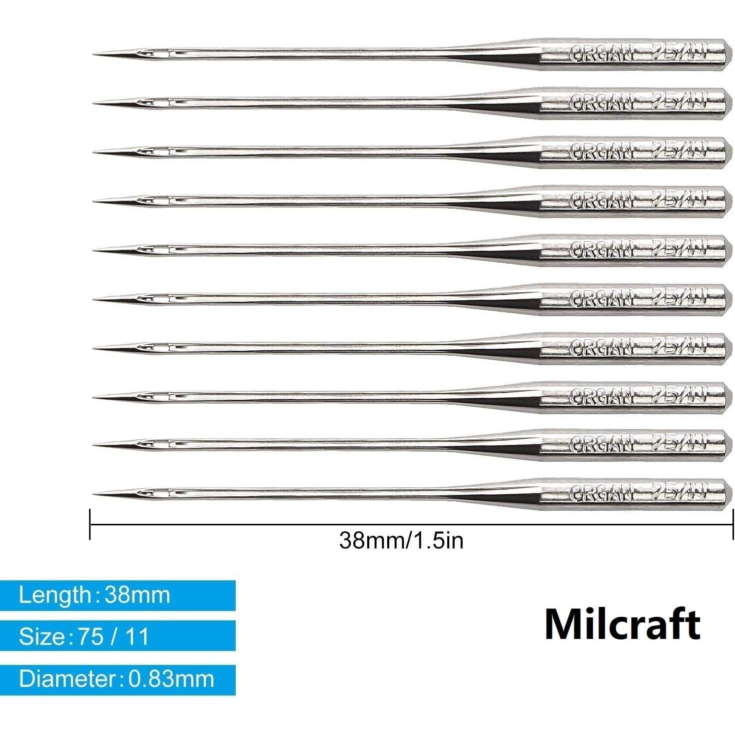 50 Agujas de Máquina de Coser Milcraft 75/11 para Bordado