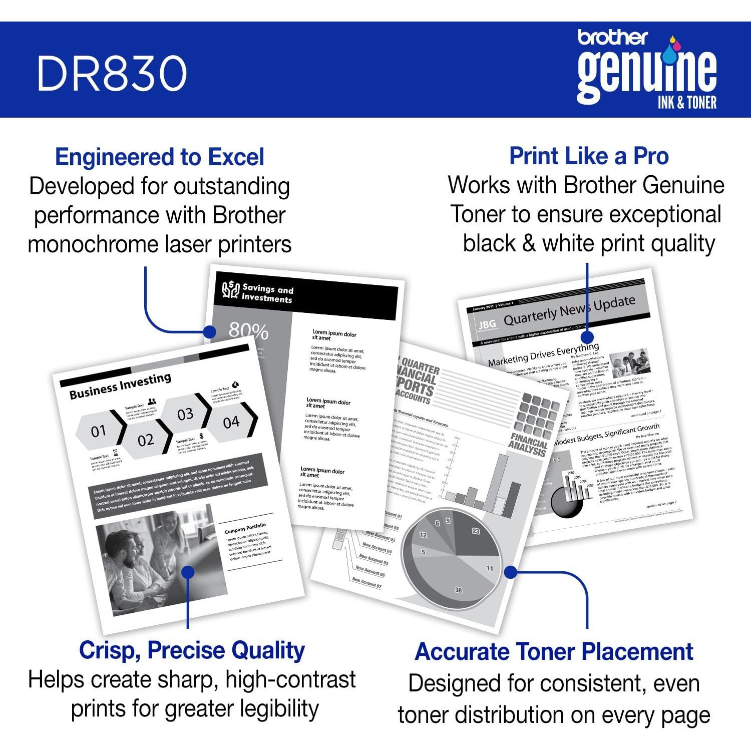 Unidad de Tambor Brother DR830 - 15000 Páginas - Alto Rendimiento