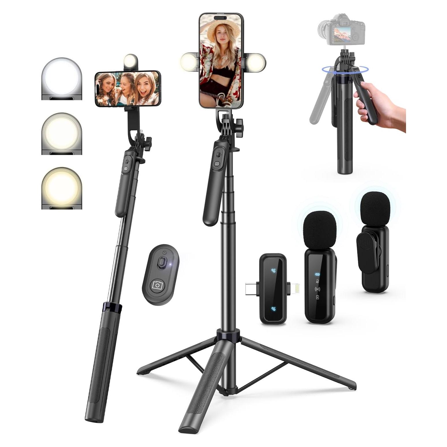 Kit de Vlogging Completo para iPhone/Android con Trípode 180 cm
