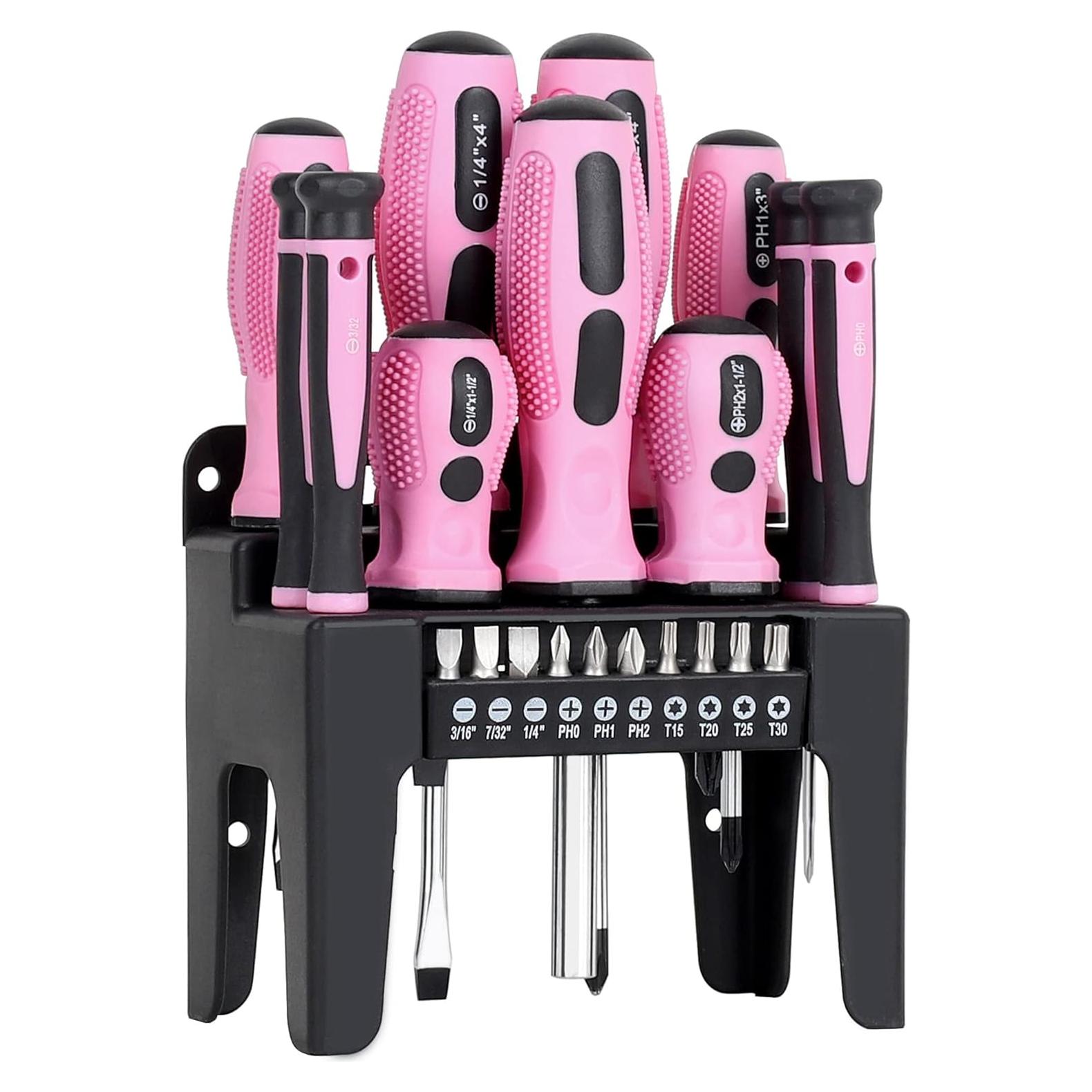 Juego de Destornilladores Magnéticos 21 Piezas FASTPRO Rosa