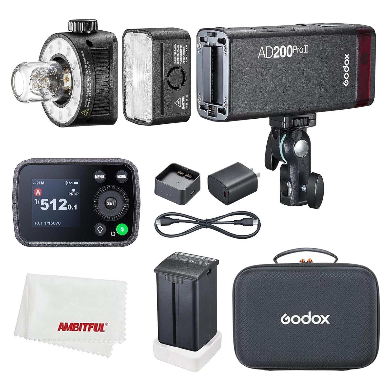 Flash Estroboscópico Godox AD200Pro II 200Ws Inalámbrico